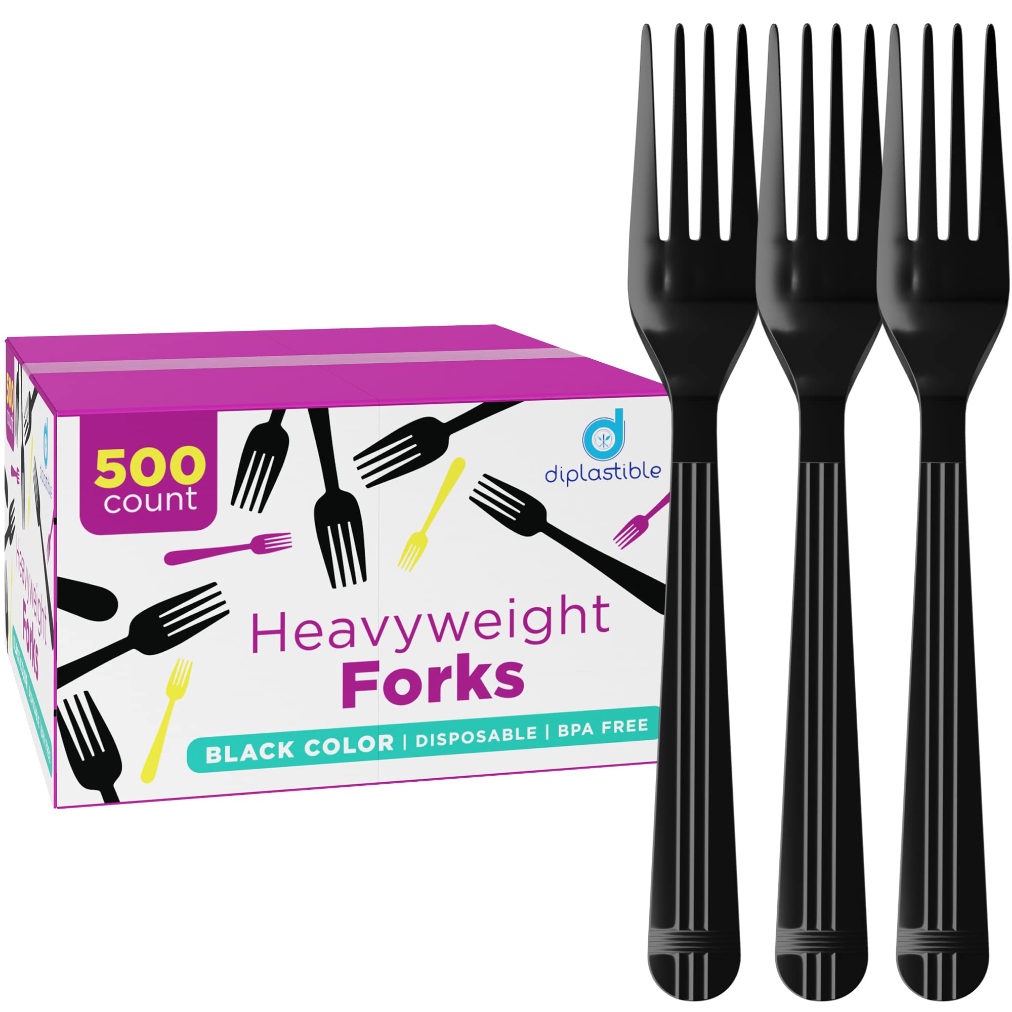 Heavy Duty Disposable Plastic Forks - 500 Pack for Parties, Events & Celebrations - Durable Plastic Cutlery for BBQ, Picnics, Catering & Outdoor Dining