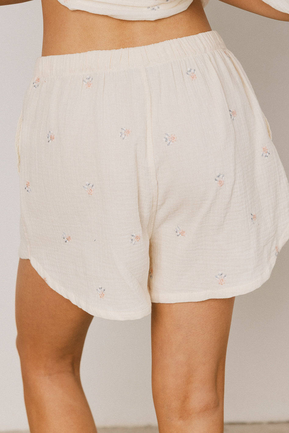 Elia Floral Shorts for Women - Beige High Waist Summer Casual Shorts | Perfect for Beach, Vacation & Outdoor Activities