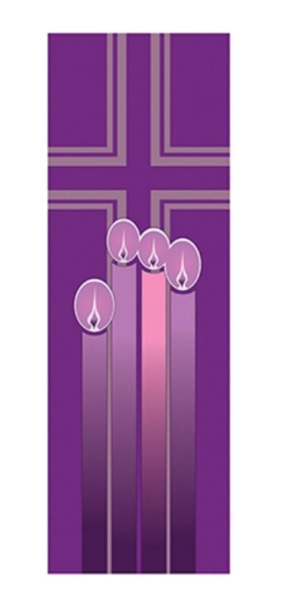 CCS Banner - 2' x 6' Advent Candles with Pole Hems for Church Decorations, Christmas Celebrations & Holiday Events