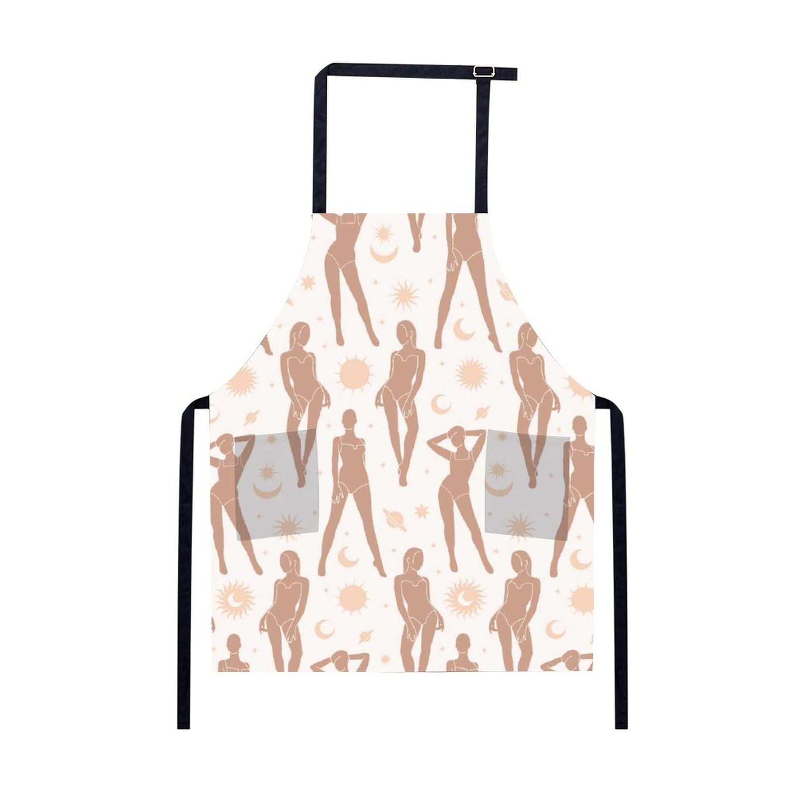 Funny Chef Apron for Women & Men - Adjustable Kitchen Apron with Pockets, Cute Feminine Design - Perfect for Cooking, Baking, BBQ, and Holiday Gifts