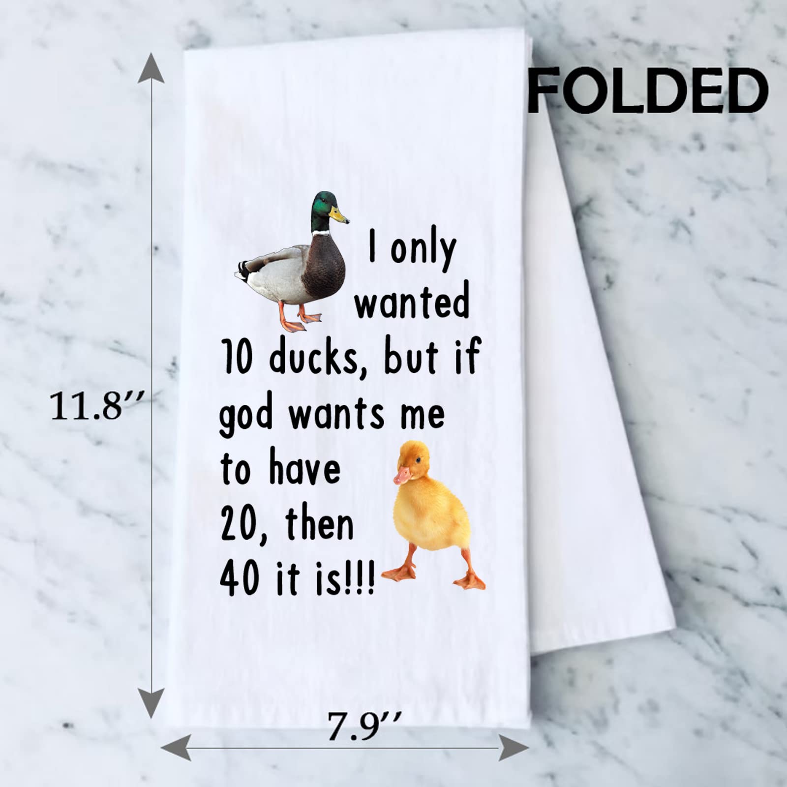 Funny Duck Kitchen Towel Set of 10 - Cute Duck Lovers Gift, Hostess Gift, Animal Lovers Tea Towel - Perfect Housewarming Gift for Mom & Home Decor - Great for Kitchen, Bathroom & Holiday Gifting