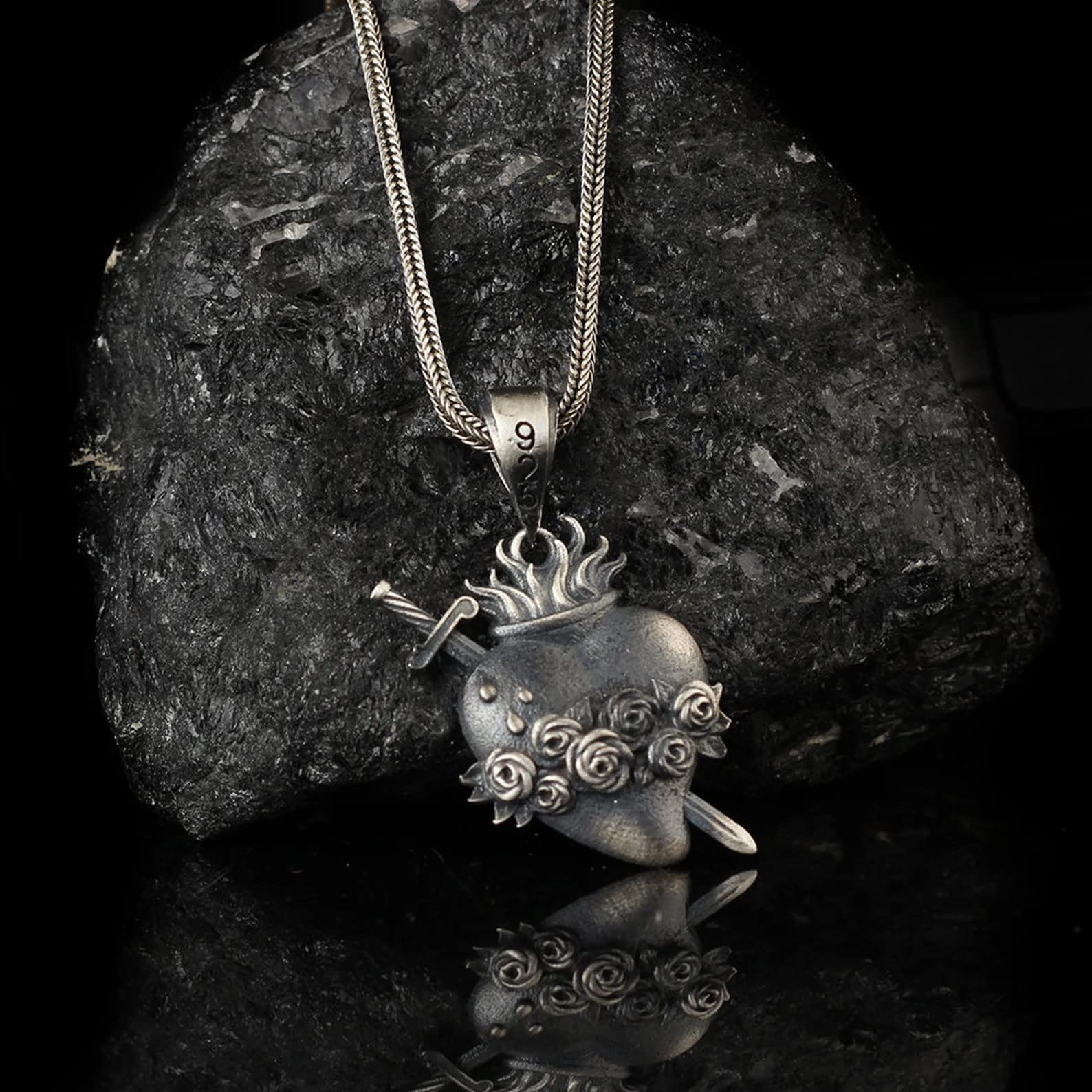 Sterling Silver Sacred Heart Pendant Necklace - Religious Christian Jewelry Gift for Women, Baptism, First Communion & Spiritual Occasions