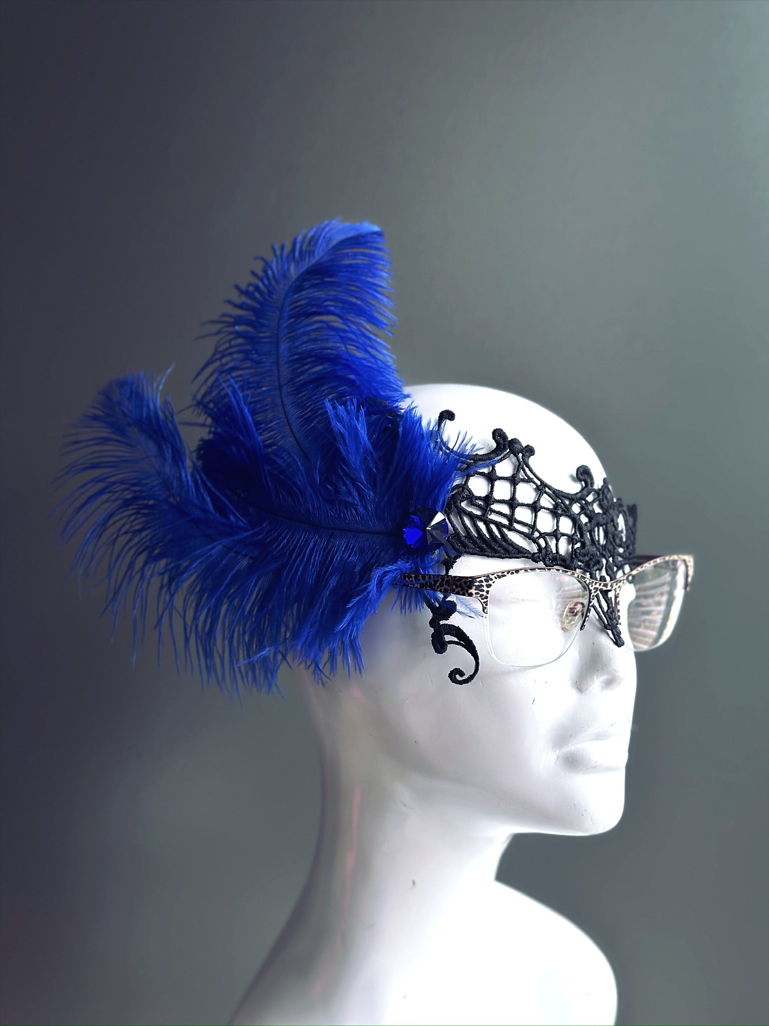 Blue Ostrich Eyeglass Mask - Comfortable & Stylish Eye Mask for Sleeping, Travel & Relaxation - Perfect for Night Use, Flights & Meditation