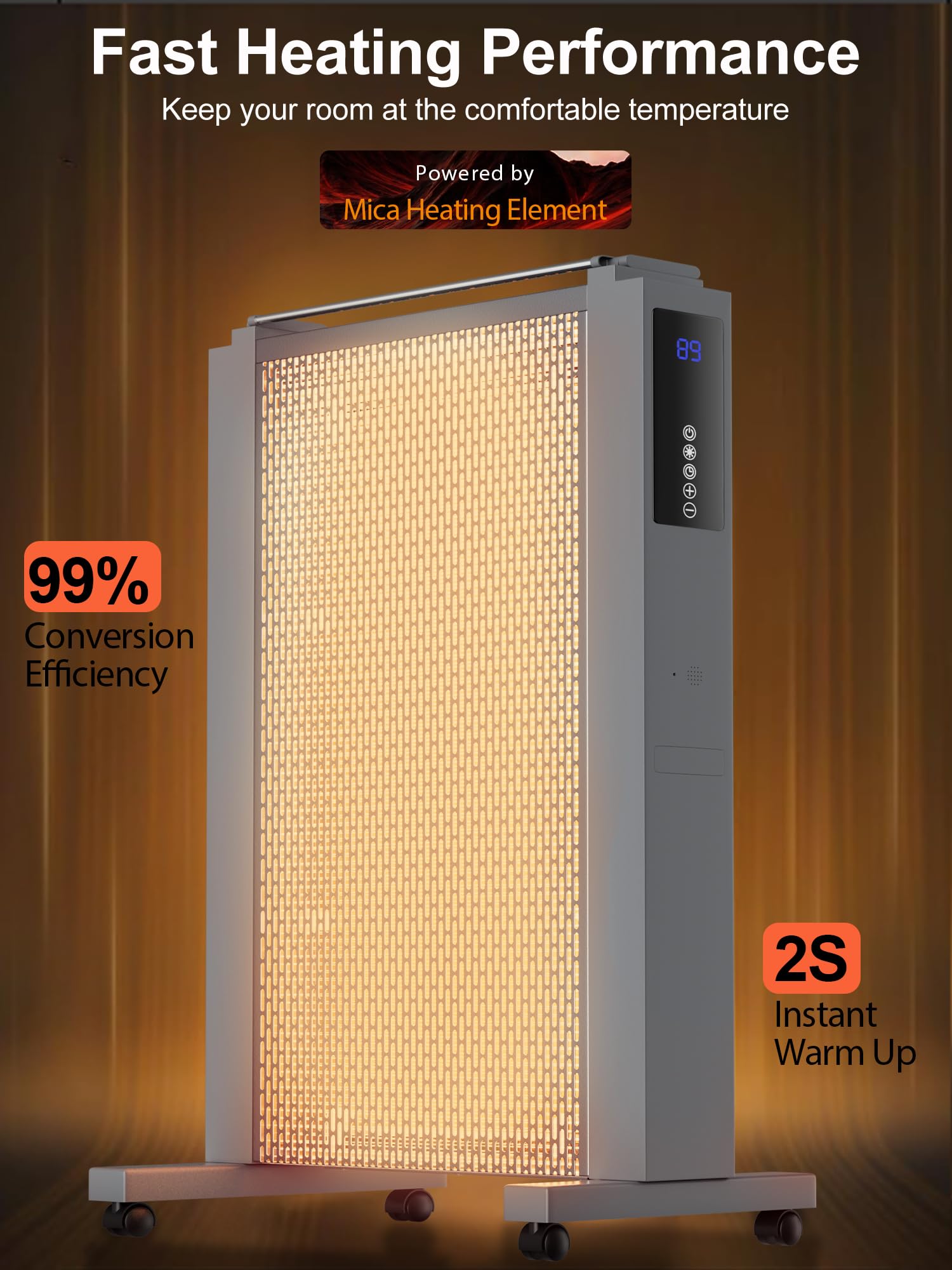 1500W Portable Electric Space Heater with Thermostat & Remote - 12H Timer, Quiet & Safe for Large Rooms - Perfect for Bedroom, Office, Home & Garage Use (33 Inch) - Stay Warm All Winter Indoors
