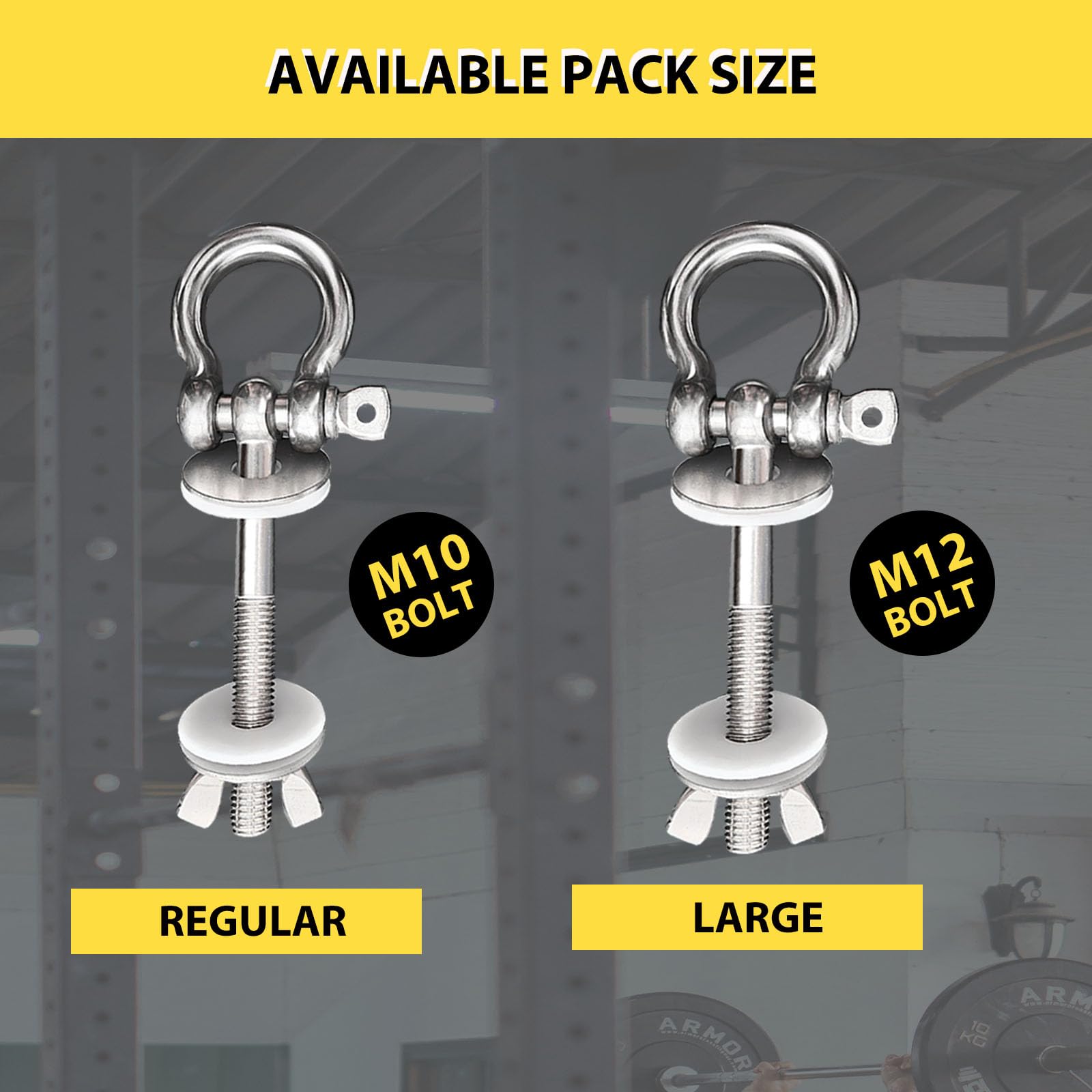 Heavy Duty Power Rack Attachments with Silicone Gaskets - Stainless Steel Resistance Band Pegs for 1-3 Inch Power Racks, O-Ring Squat Rack Accessories (2-Pack, Large) - Perfect for Home Gym Strength Training & CrossFit Workouts