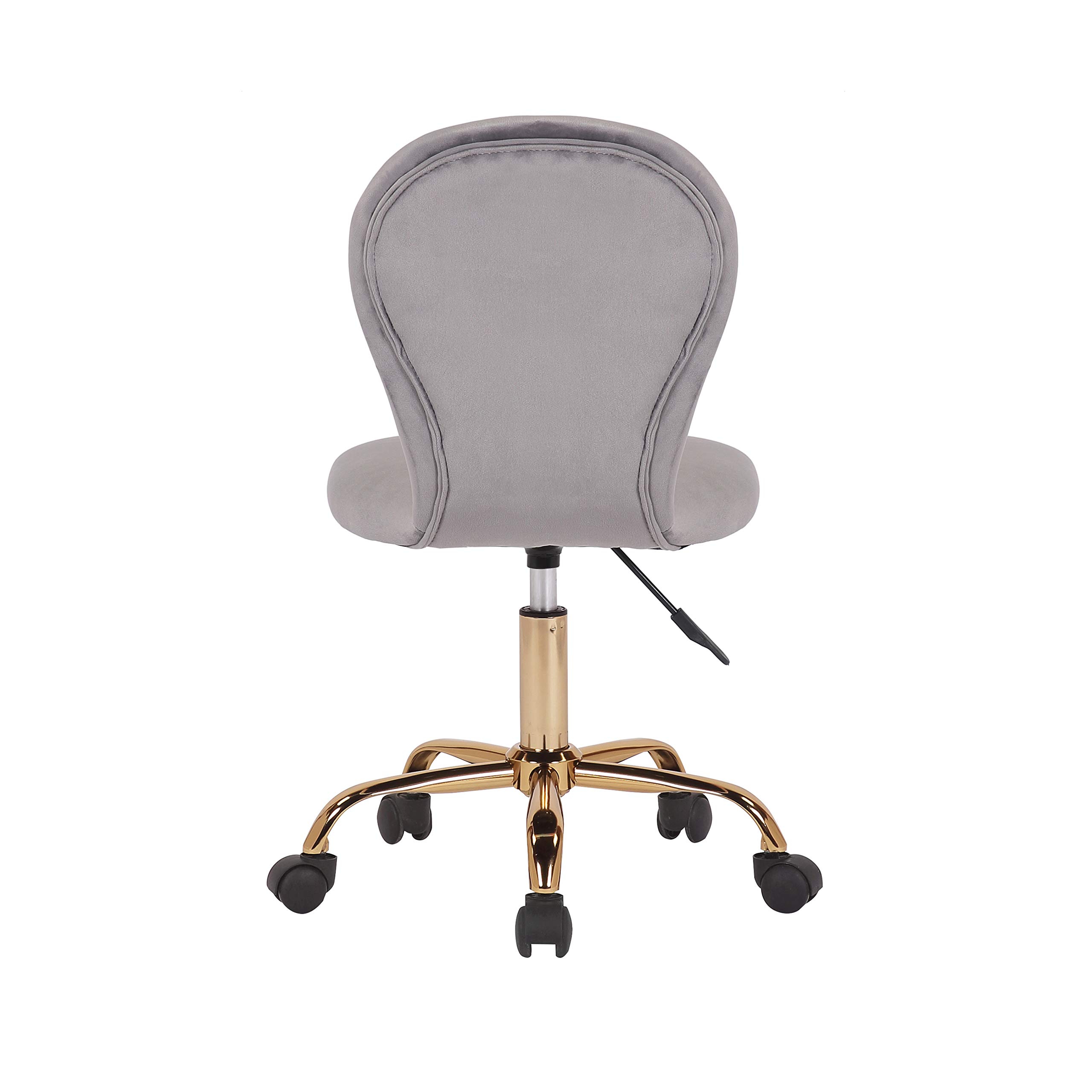 Porthos Home Evie Office Chair - Soft Velvet Upholstery, Golden Metal Legs with Wheels, Adjustable Height & Armless Design - Perfect for Home Office, Small Workspace & Cozy Studio Decor