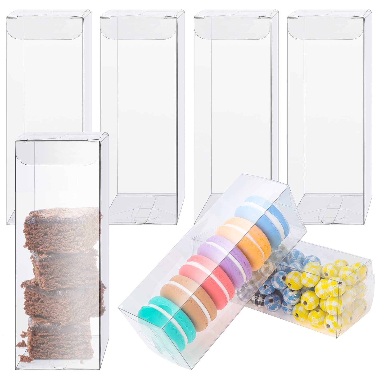30 Pcs Clear Plastic Gift Boxes 2x2x6 Inches - Thick Transparent Rectangular Favor Storage Containers for Candy, Macarons, Chocolates, Party Favors, Wedding Treats & Holiday Gifting