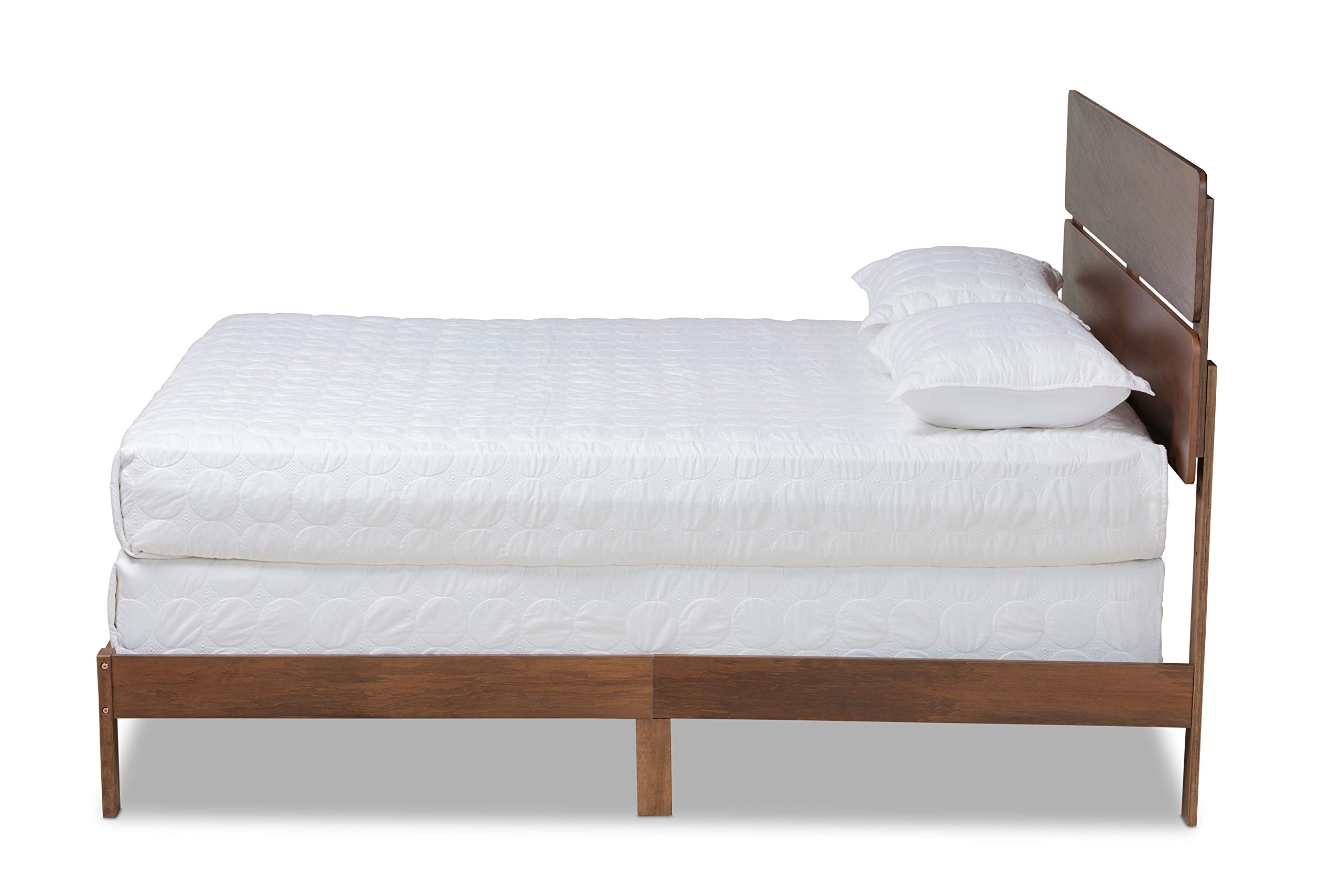 Baxton Studio Queen Size Bed Frame with Walnut Finish - Requires Box Spring - Perfect for Modern Bedrooms, Guest Rooms & Master Suites