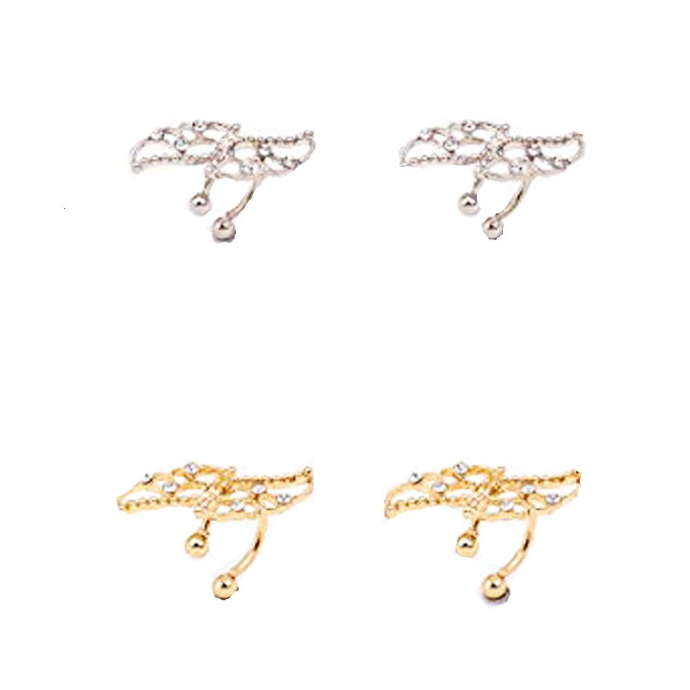 2 Pairs Non-Pierced Ear Cuffs Wrap Clip Earrings for Women - Boho Chic Jewelry for Parties, Weddings & Everyday Wear