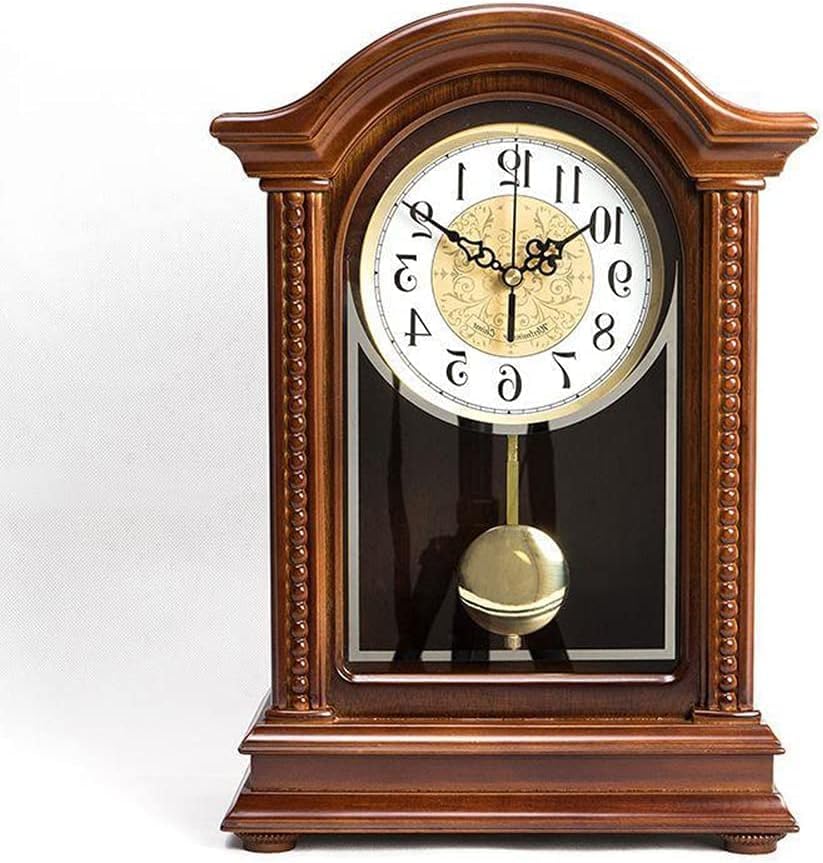 Large Metal Wall Clock with Westminster Chime - Decorative Wood Mantel Clock for Living Room, Bedroom & Office - Battery Operated Silent Table Clock - Perfect for Home Decor, Gifts and Shelf Display