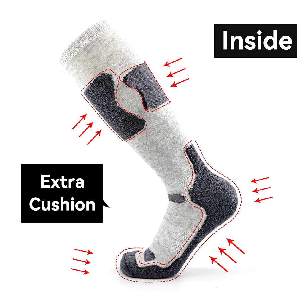 Premium Merino Wool Ski Socks for Men & Women - Thermal Winter Socks for Skiing, Snowboarding & Outdoor Sports - Cold Weather Hiking, Camping & Snow Activities Warm Socks