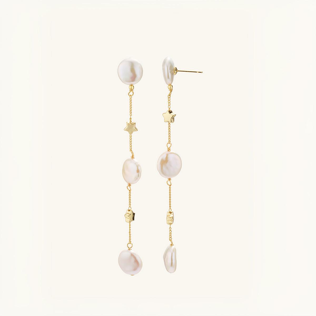 Elegant Star Freshwater Pearl Dangle Earrings for Women - Handmade Vintage Pearl Jewelry Gift for Birthday, Wedding, Party & Special Occasions