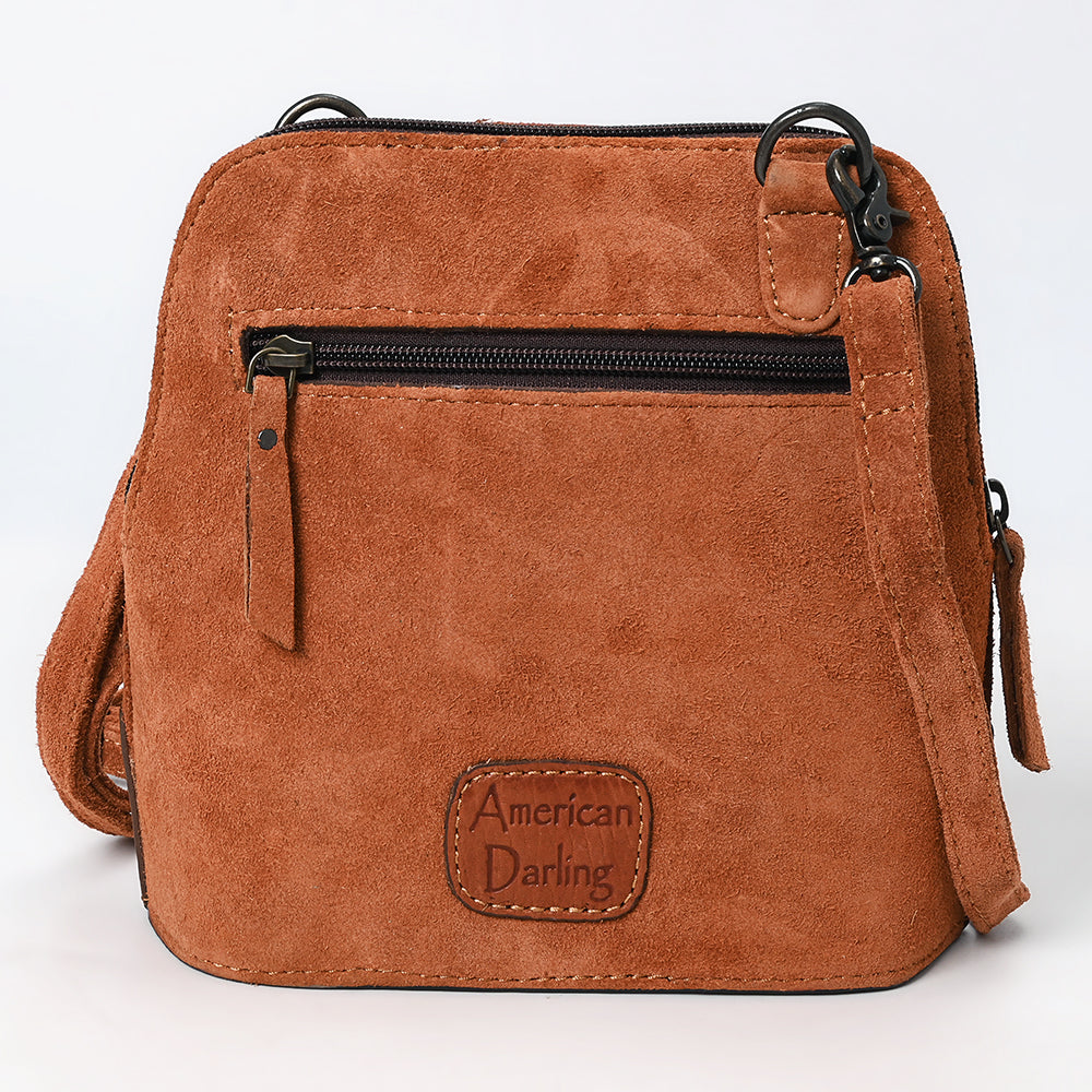 American Darling ADBG1659 Genuine Western Leather Crossbody Bag for Women - Hand-Tooled Suede Purse - Perfect for Casual Outings, Travel & Western Fashion