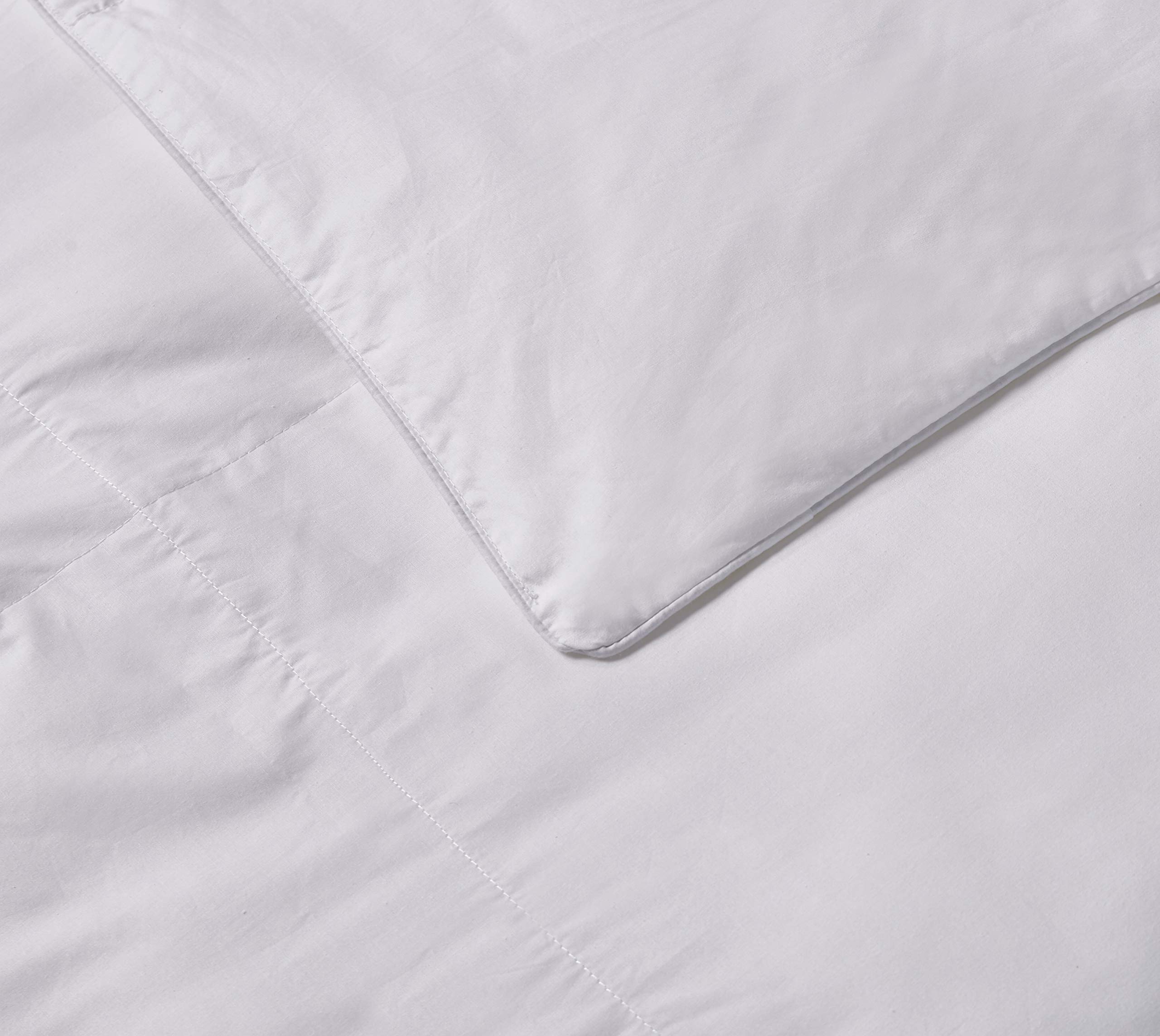 Blue Ridge Home Fashions White Goose Down & Feather Comforter - 100% Cotton, Twin Size, All-Season Luxury Bedding for Master Bedroom & Guest Room