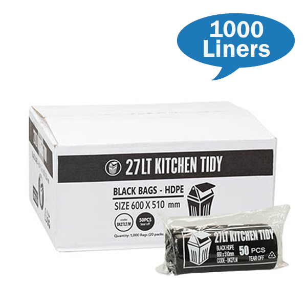 27L Black Trash Bags for Kitchen - Heavy Duty Garbage Bags, Odor Control, Perfect for Home, Office & Outdoor Use