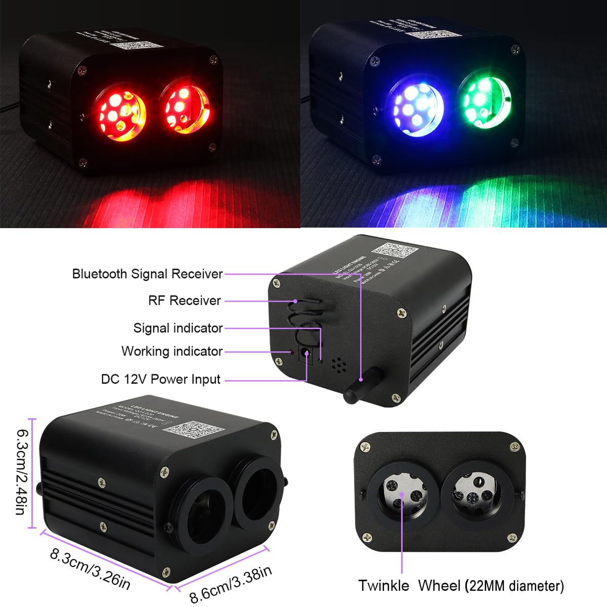 AZIMOM 20W Twinkle Fiber Optic Star Ceiling Kit - 1200pcs 0.03in End Glow Strands, 13.1ft Length, RGBW Sound-Activated Lights with Remote & App Control for Home & Car Decor | Bedroom, Theater, Party Lighting