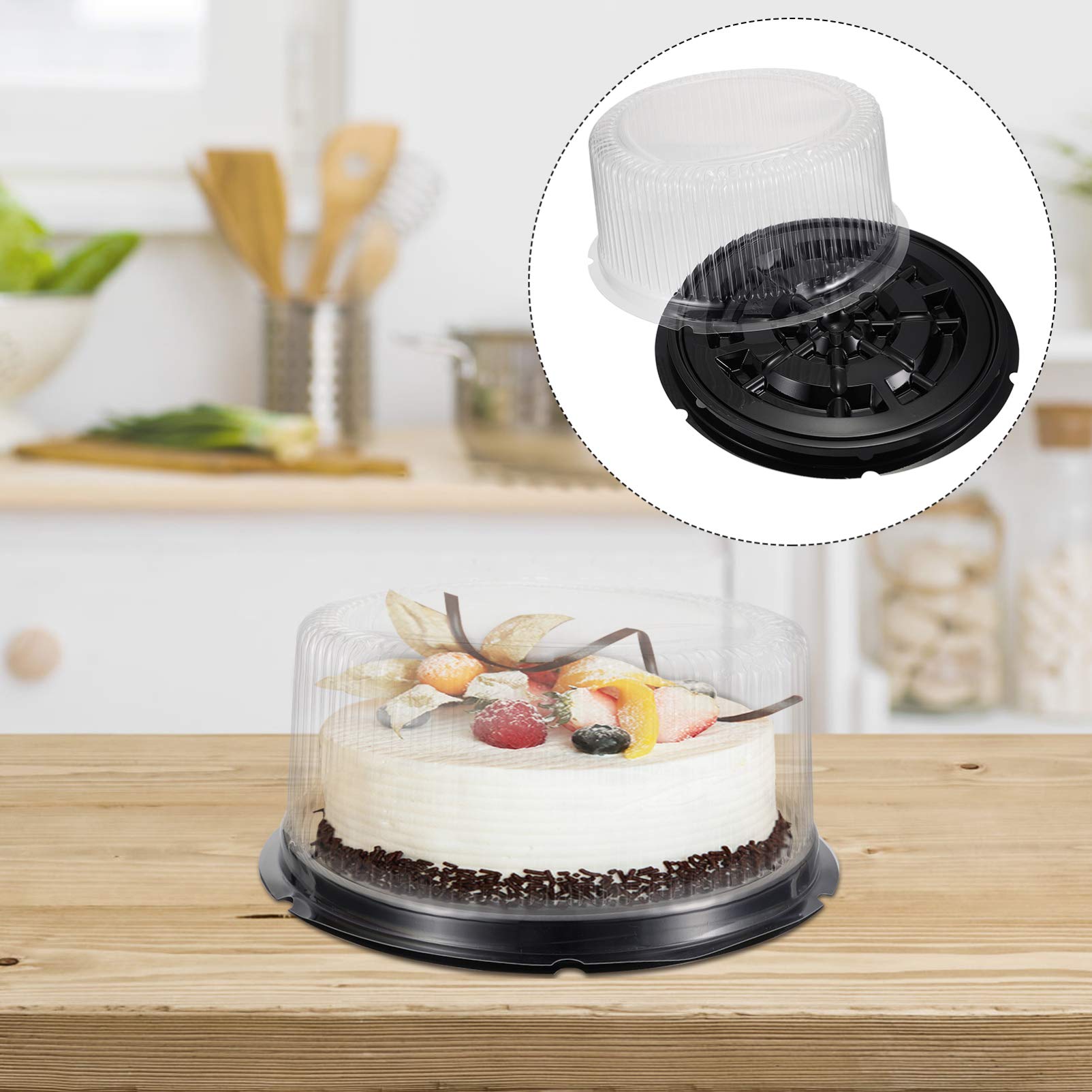 Hemoton 5-Piece Clear Cake Carrier Set - Disposable Cake Storage Container with Dome Lid for Cheesecake, Wedding Cakes & Desserts | Perfect for Bakeries, Catering & Party Serving