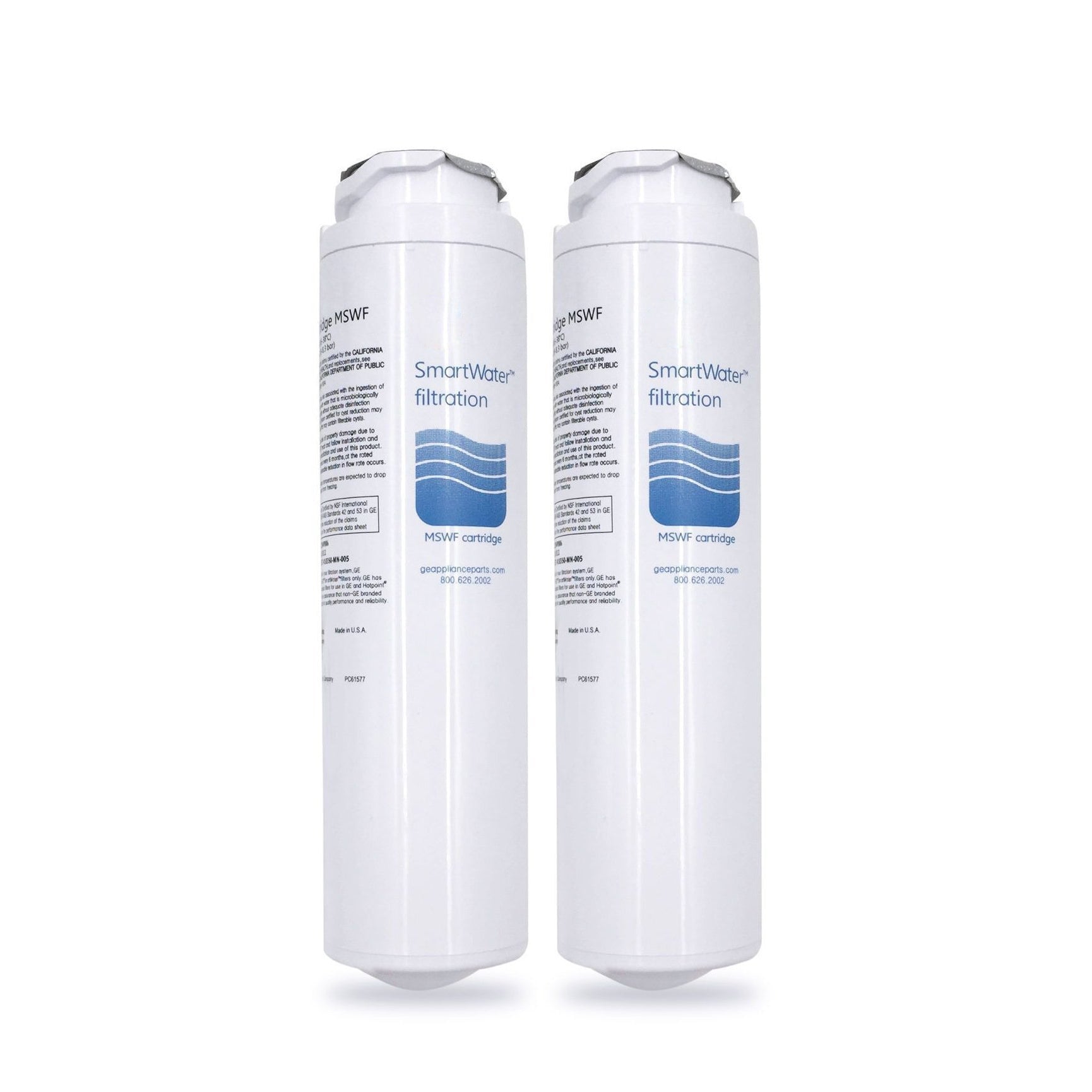 GE MSWF Replacement Refrigerator Water Filter - Blue Ripple, NSF Certified, Reduces 99% Contaminants | Perfect for Clean Drinking Water, Ice Cubes & Coffee Makers