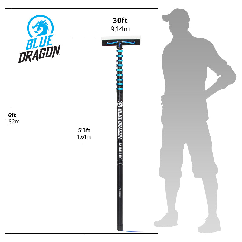 Blue Dragon Mini HK Water Fed Pole - Complete Window Cleaning System for High-Rise Buildings & Hard-to-Reach Areas | Perfect for Professional Window Cleaners & Home Use