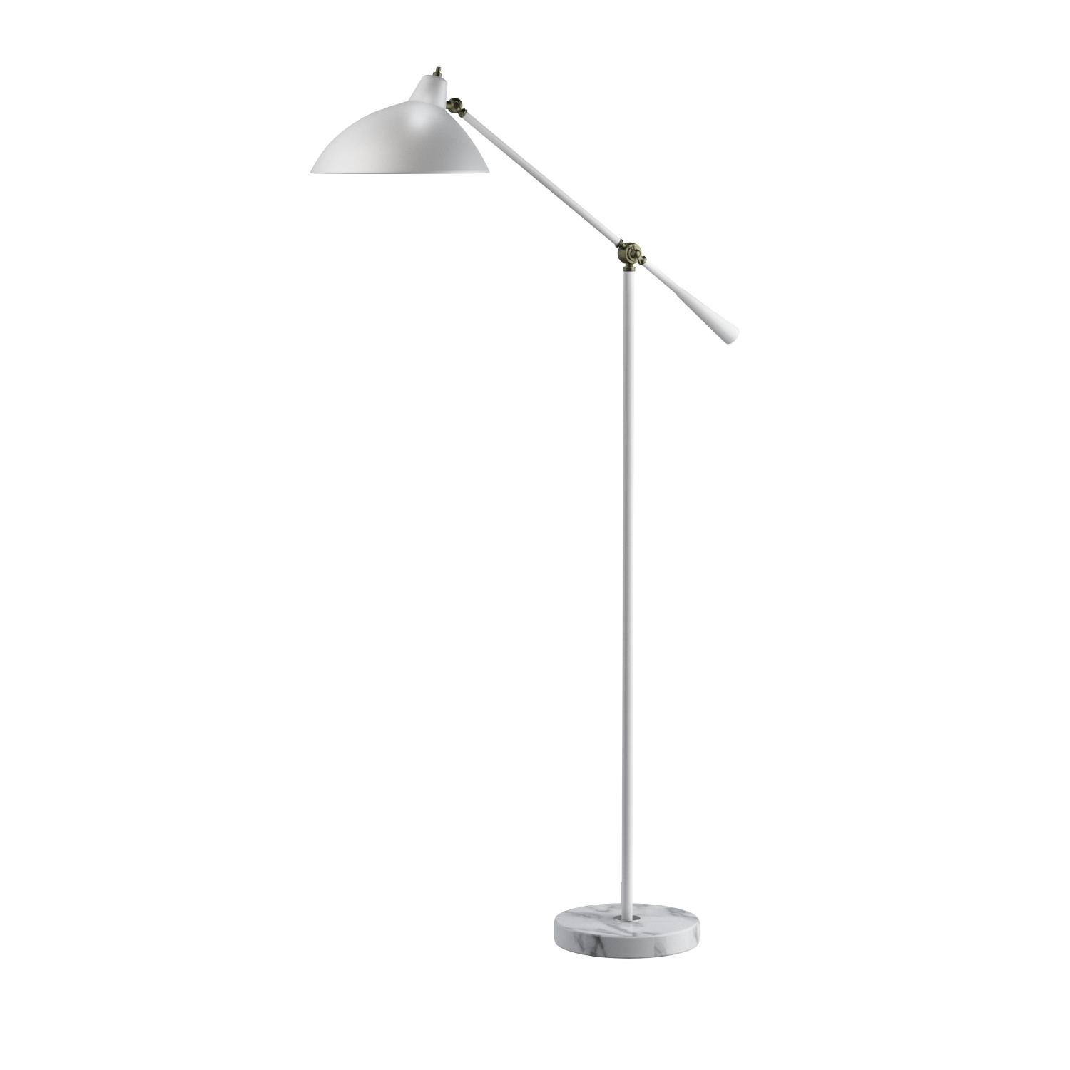 Adesso 3169-02 Antique Brass Floor Lamp with White Shade - Elegant Lighting for Living Room, Bedroom & Office Decor