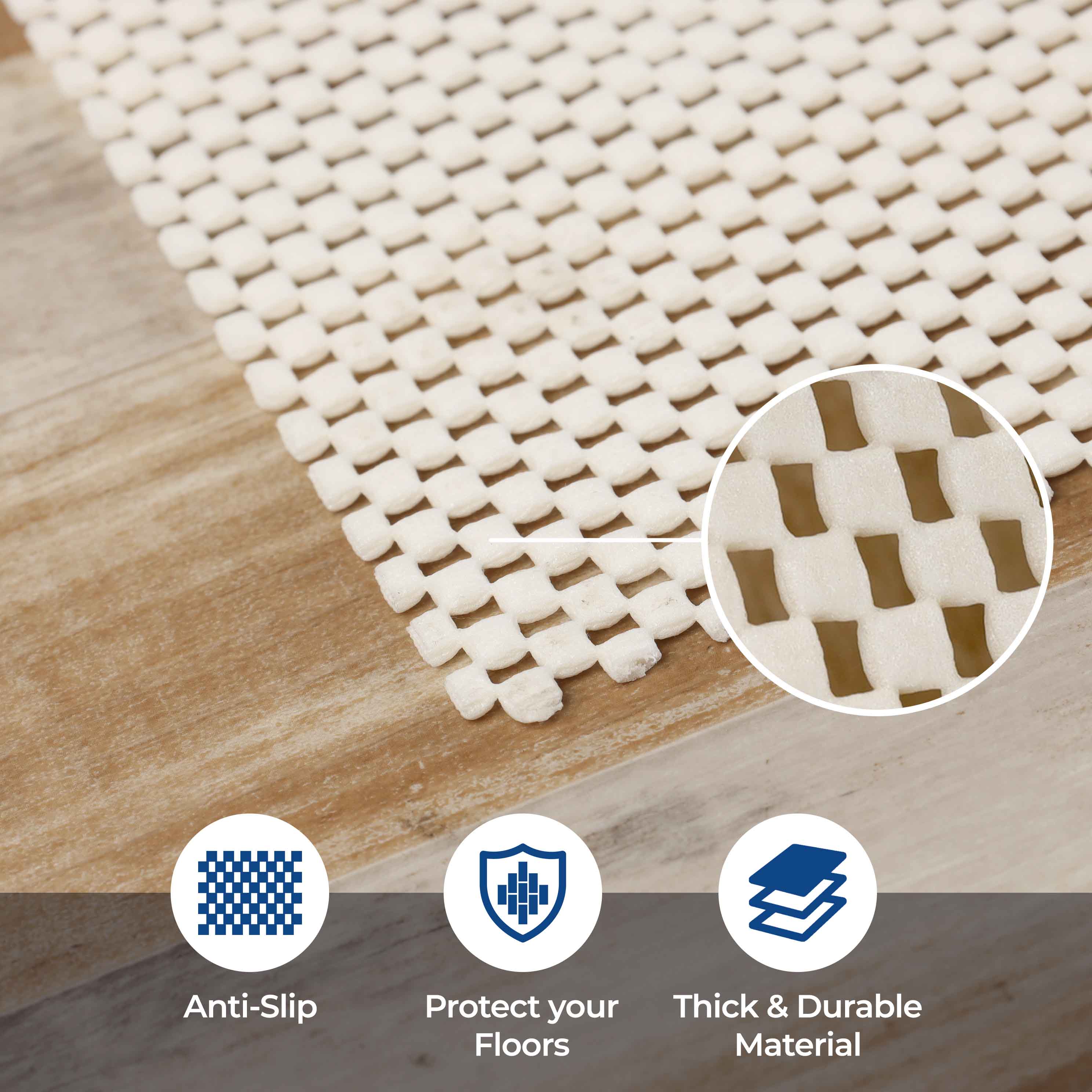 Rio Reversible Non-Slip Ultra Grip Foam Mesh Rug Pad for Hardwood Floors - Perfect for Living Room, Bedroom & High Traffic Areas