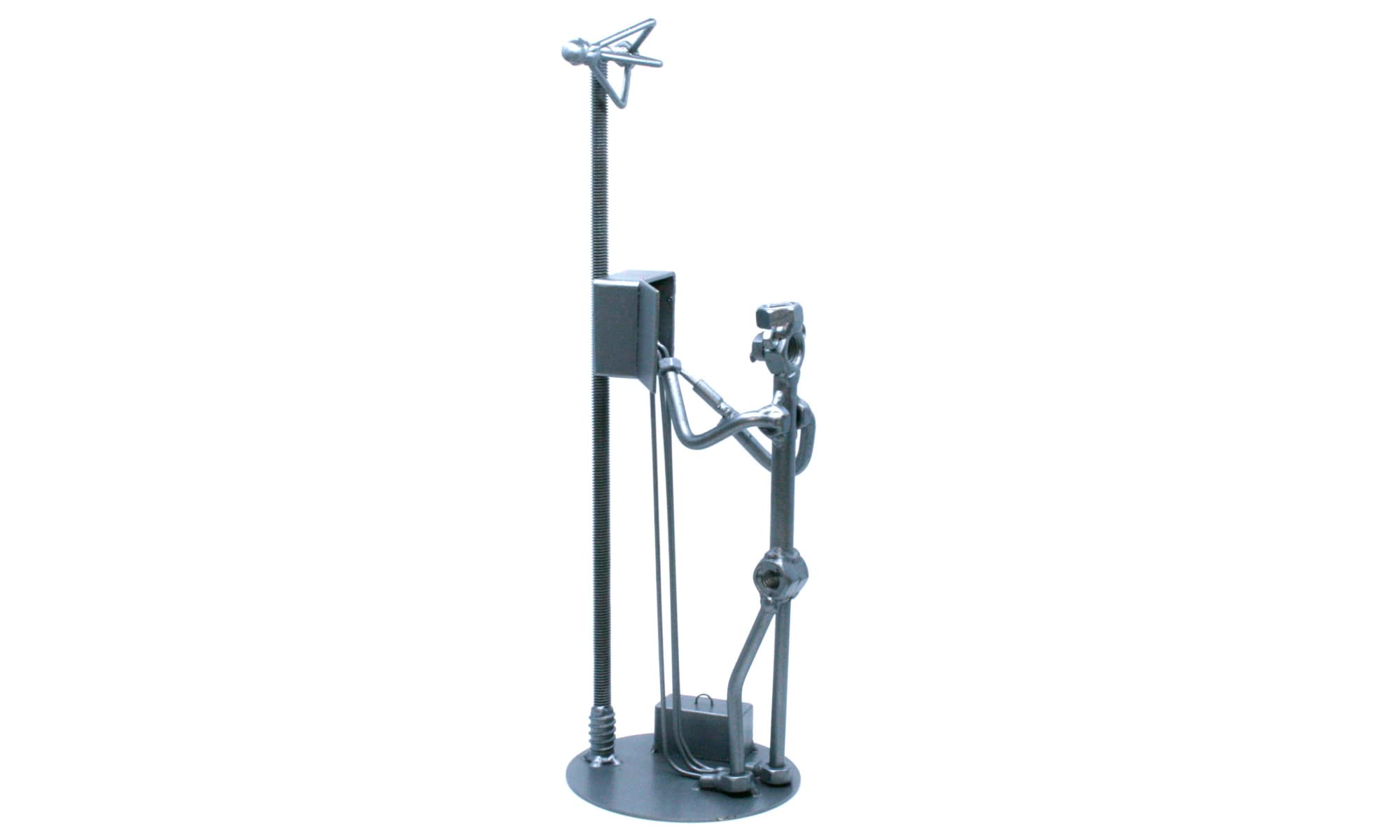 Handmade Welded Metal Art Sculpture - Electrician Nuts and Bolts Lineman Figurine | Unique Father's Day Gift & Zero Waste Home Decor | Perfect for Workshop, Office Desk & Man Cave Decorations