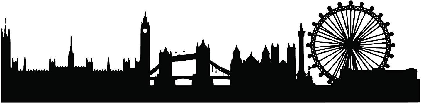 London Skyline Wall Decal Stickers - Vinyl Art Silhouette for Home Decor - Perfect for Living Room, Bedroom & Nursery Wall Art