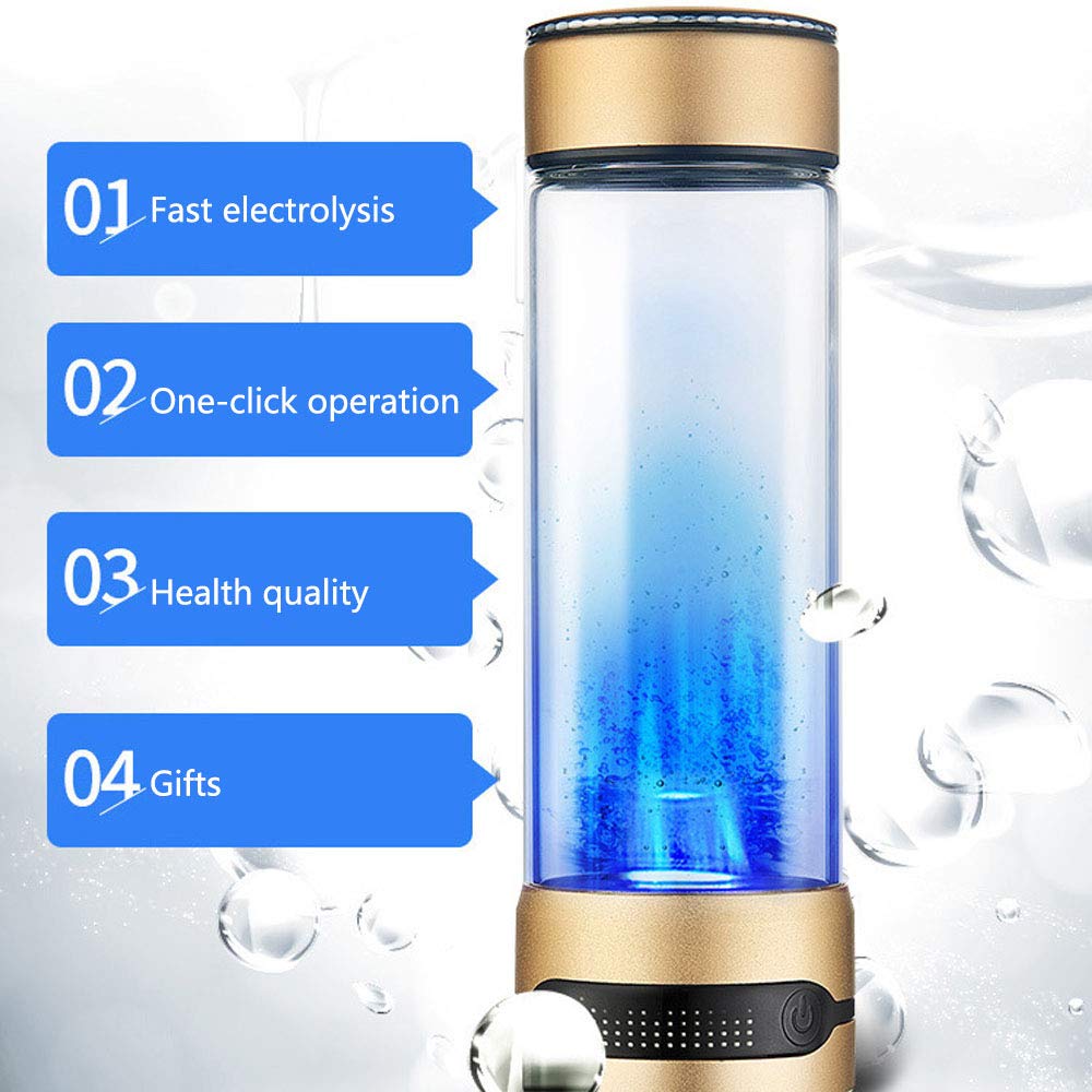 Portable Hydrogen Water Bottle Generator - 450ML Alkaline Water Ionizer with LCD/LED Display, 800-1600PPB Hydrogen Concentration & pH 7.3-8.5 - Perfect for Travel, Gym, and Daily Hydration