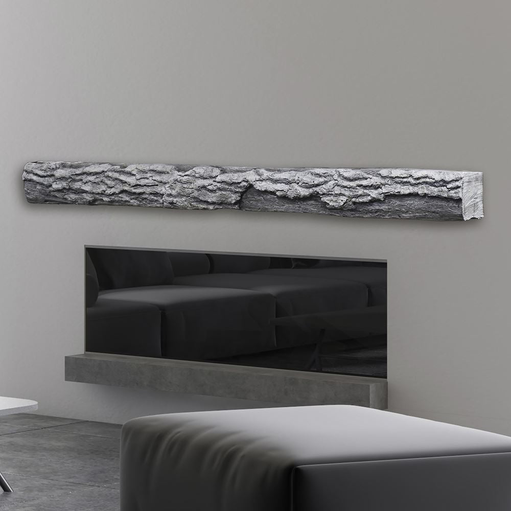 Lexington Hearth Half Round Concrete Faux Wood Fireplace Mantel Shelf - Rustic Home Decor for Living Room, Bedroom & Office