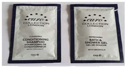 Anti-Dandruff Conditioning Shampoo & Body Wash - Mini Travel Size (10ml Sachets & 15g Bars) for Sensitive Skin - Pack of 300 (100 Each) - Perfect for Hotels, Gyms & On-the-Go Hygiene