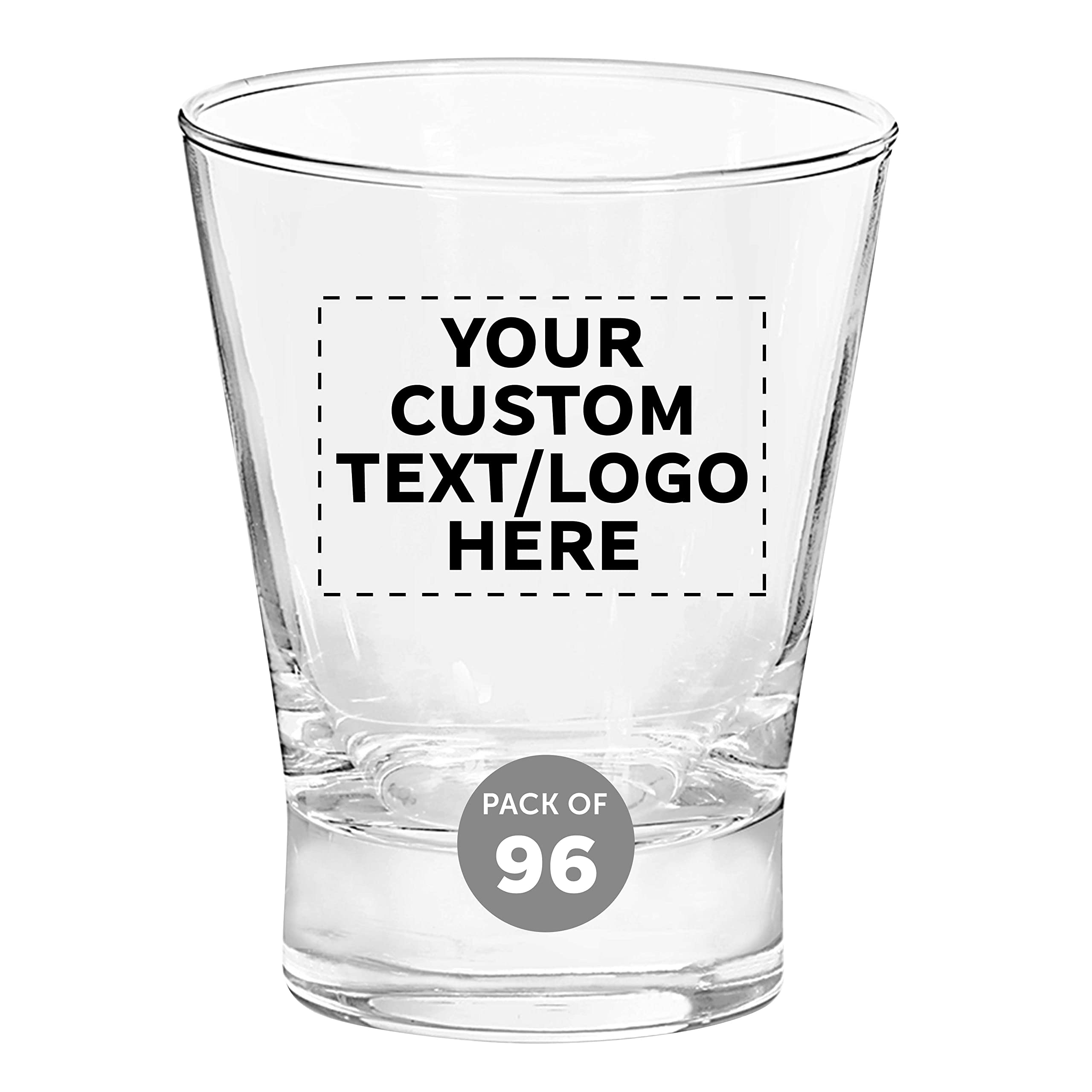 Custom Logo Whiskey Glasses 12 oz Set of 96 - Personalized Bulk Barware for Scotch, Bourbon & Cocktails - Clear Glassware for Restaurants, Weddings & Corporate Gifts