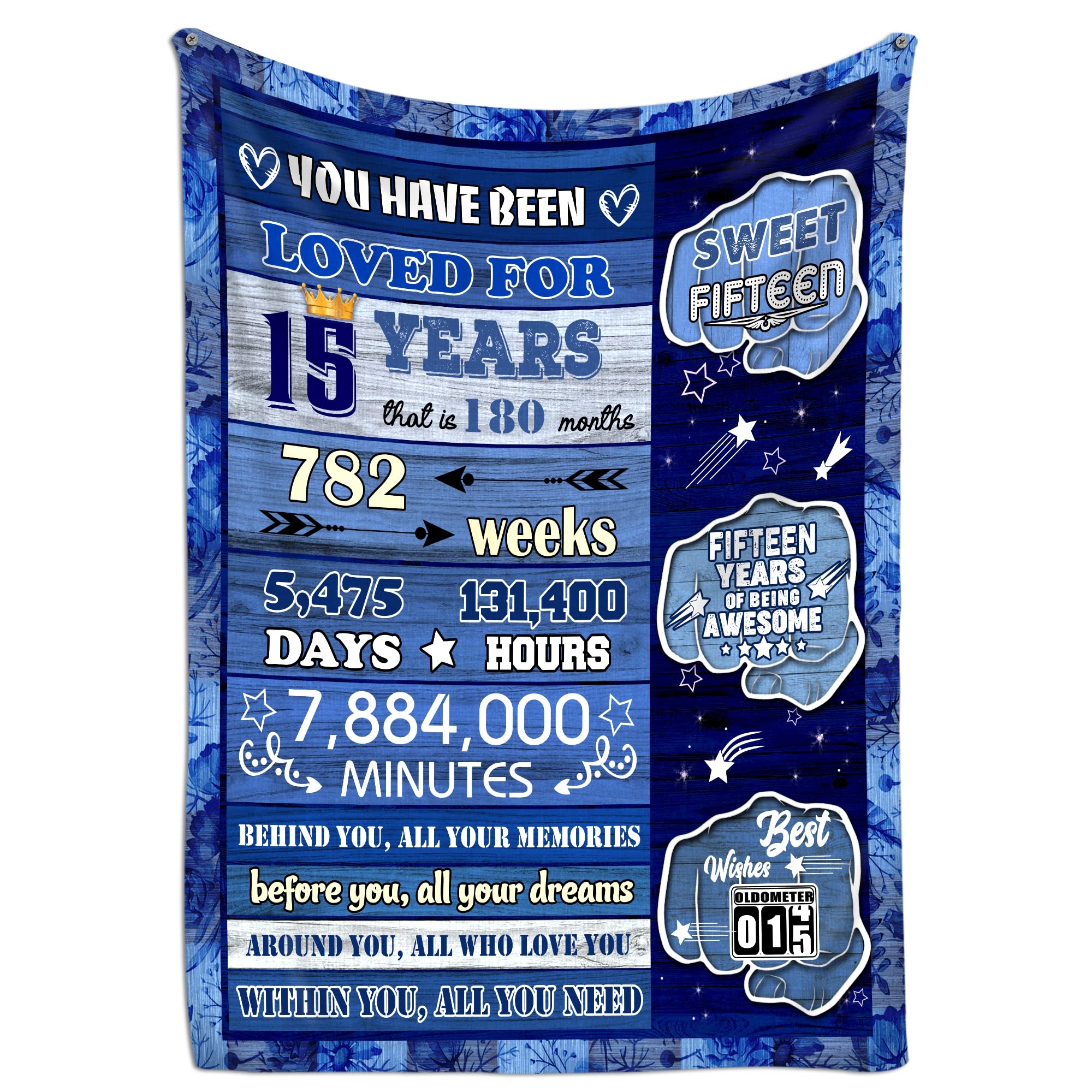 15th Birthday Gifts for Teen Boys - 50x60 Soft Fleece Blanket - Best Cool Present Ideas for 15 Year Old Boys - Perfect for Bedroom Decor, Sleepovers & Birthday Party Decorations