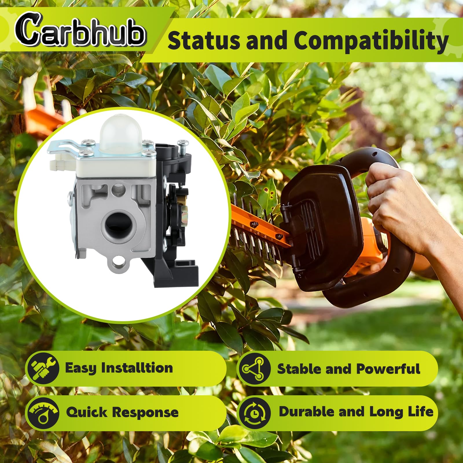 Premium Carburetor RB-K92A for Zama RB-K92/RB-K92A - Compatible with Echo HC152 & Shindaiwa DH232/DH235/HT232 Hedge Trimmers - Replacement Parts A021001671, A021001672, A021001673, A021004740 - Perfect for Landscaping & Garden Maintenance