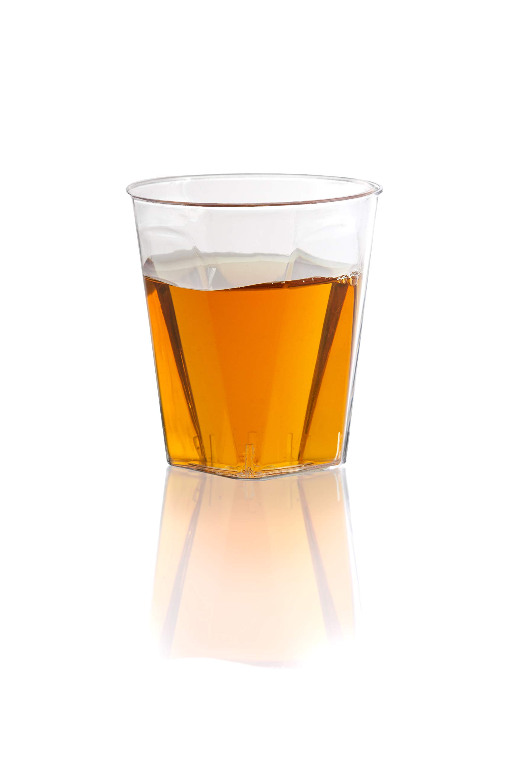 Premium 2 Oz. Disposable Plastic Shot Glasses with Square Bottom - Pack of 20 - Perfect for Parties, Bars, and Cocktail Events - Crown Display Brand