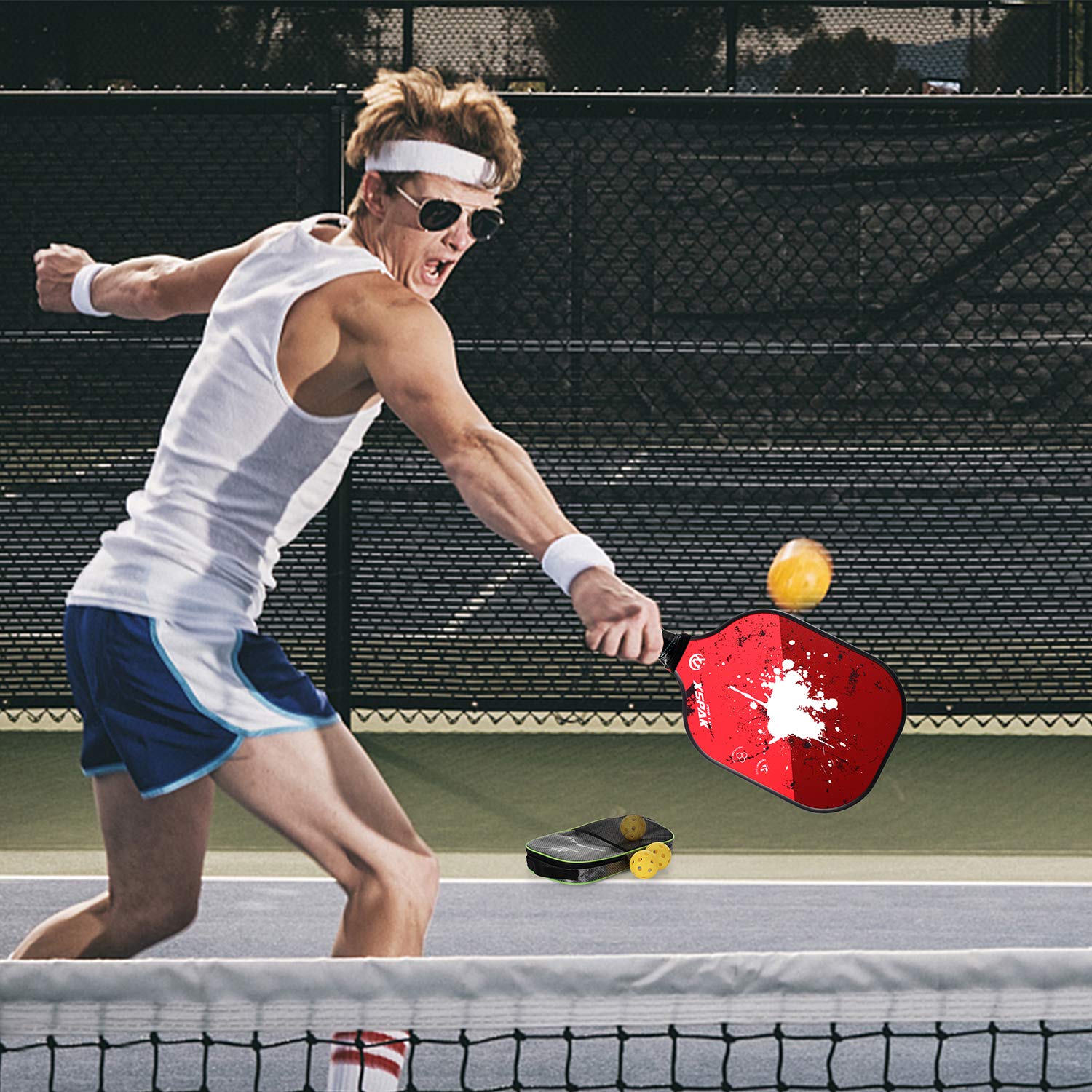 XS XSPAK Pickleball Paddle - USAPA Approved Lightweight Graphite Carbon Fiber Racket with Polypropylene Honeycomb Core | Includes Protective Cover | Perfect for Tournaments, Recreational Play & Outdoor Sports