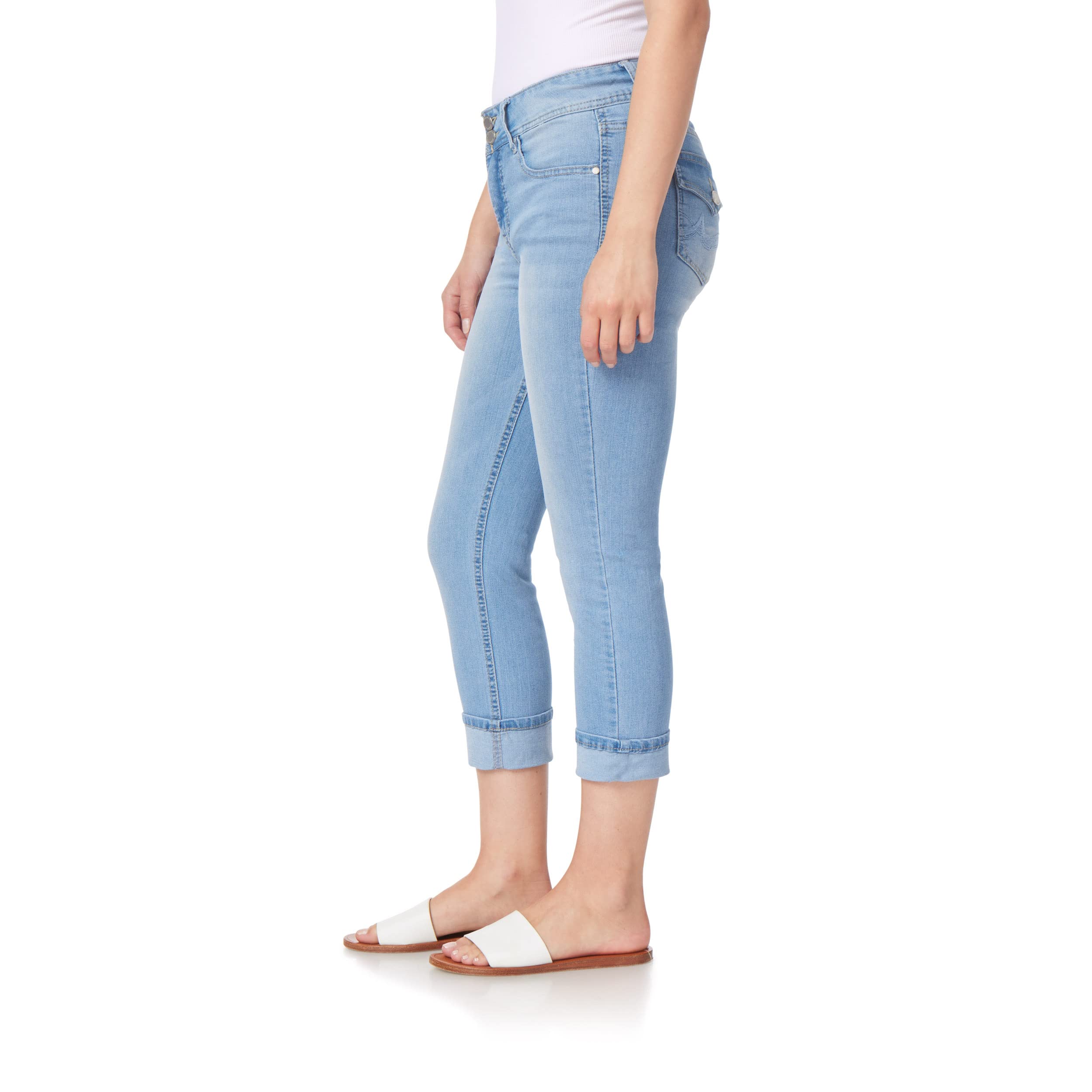 Angels Forever Young Women's Curvy High-Waisted Crop Jeans - Stretchy Denim Pants for Casual Outfits & Date Nights