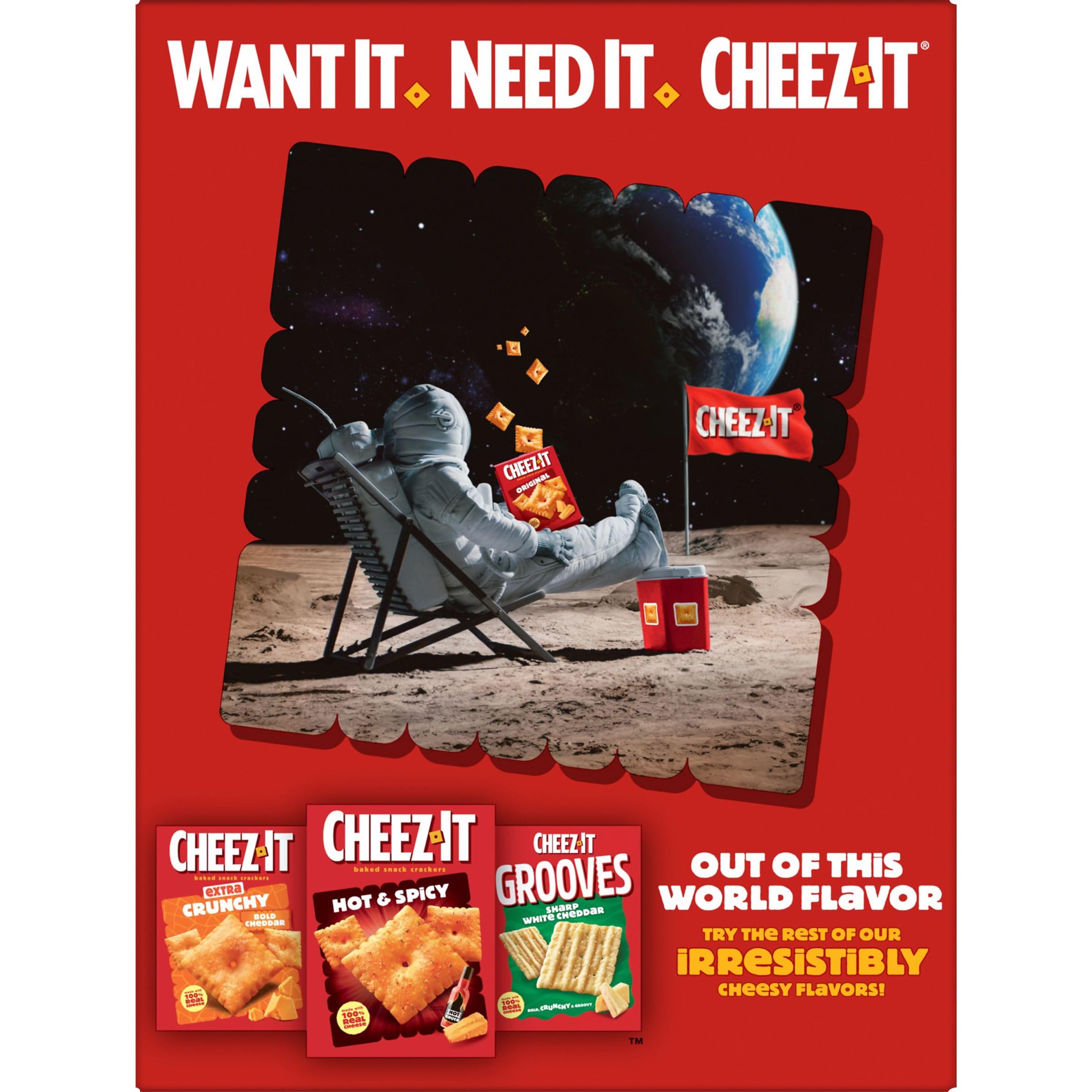 Cheez-It Extra Cheesy Baked Snack Crackers - Family Size 21oz Box (Pack of 1) | Perfect for School Lunches, Office Snacks & Party Platters