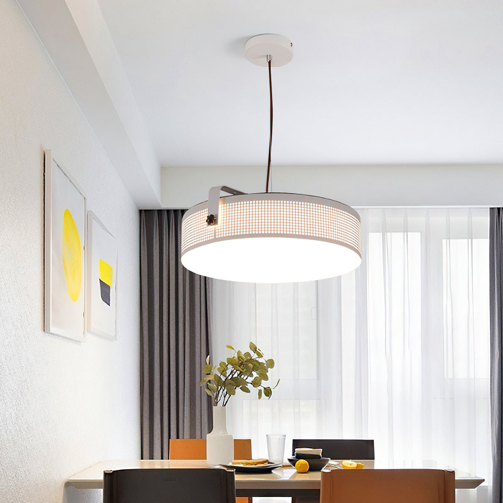 Modern Dana Round Pendant Light - Vintage Industrial Ceiling Lamp with Metal Shade - Perfect for Dining Room, Kitchen Island, Bedroom or Living Room Lighting