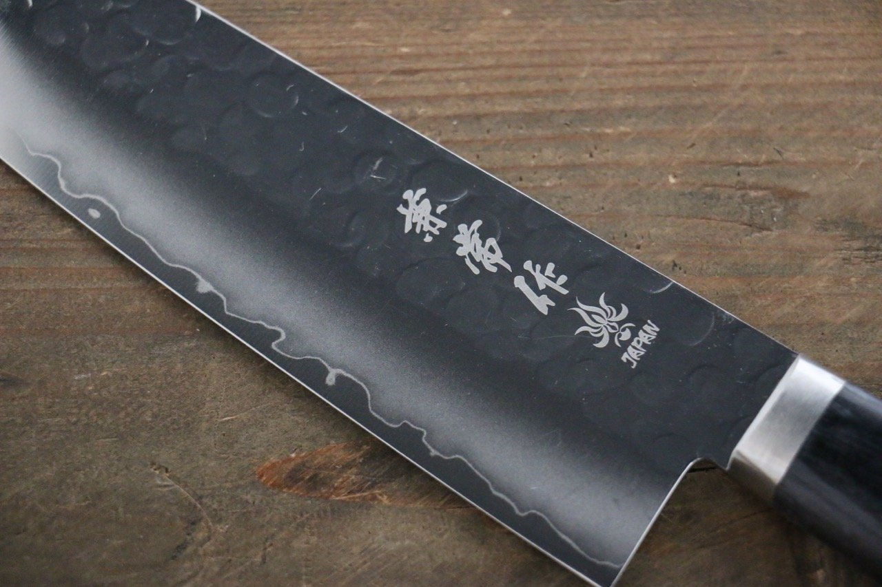 Premium Kanetsune VG1 Hammered Santoku Knife 165mm with Pakkawood Handle - Japanese Kitchen Knife for Professional Chefs & Home Cooking, Perfect for Slicing, Dicing & Mincing Vegetables, Meat & Fish