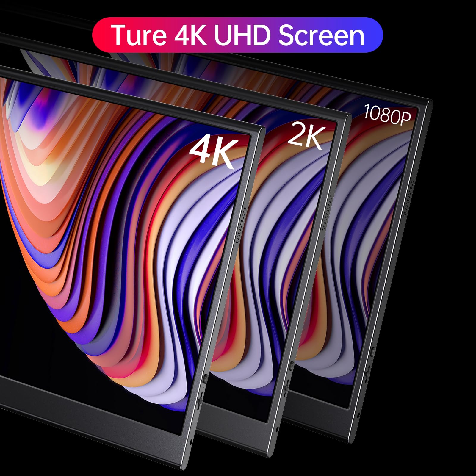 4K Portable Monitor 15.6 Inch 3840x2160 UHD USB-C HDMI Laptop Screen - 100% RGB IPS HDR Gaming Display with Built-in Speakers & Smart Cover for Travel - Compatible with Laptop, Xbox, PS5, Switch, PC, Phone - Perfect for Gaming, Work & Entertainment On-The-Go