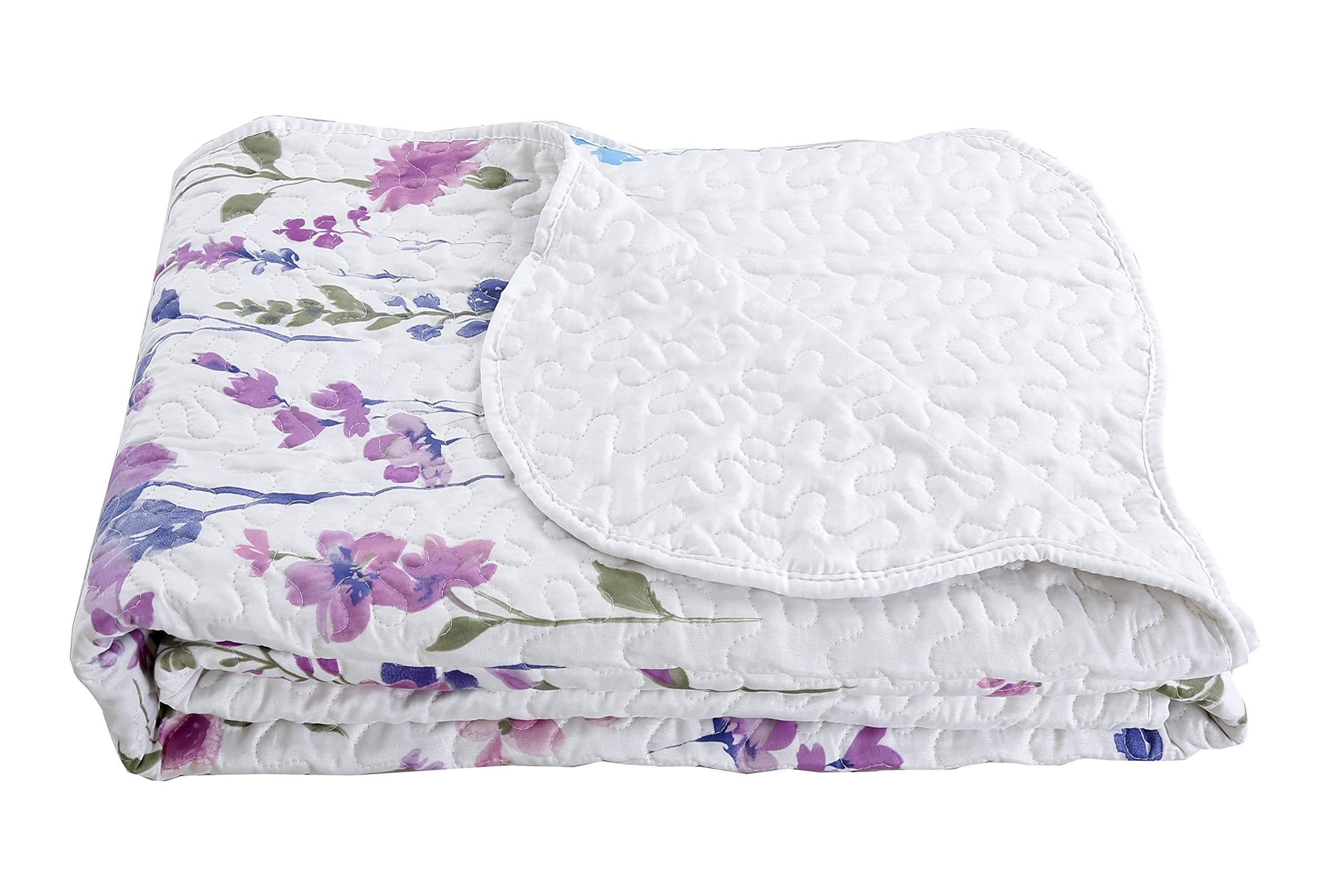 King Size 3-Piece Summer Quilt Set - Ultra Soft Floral Garden Printed Bedspread with 2 Quilted Shams | Marina Decor Bedding Collection | Perfect for Guest Rooms, Master Bedrooms & Coastal Themed Homes