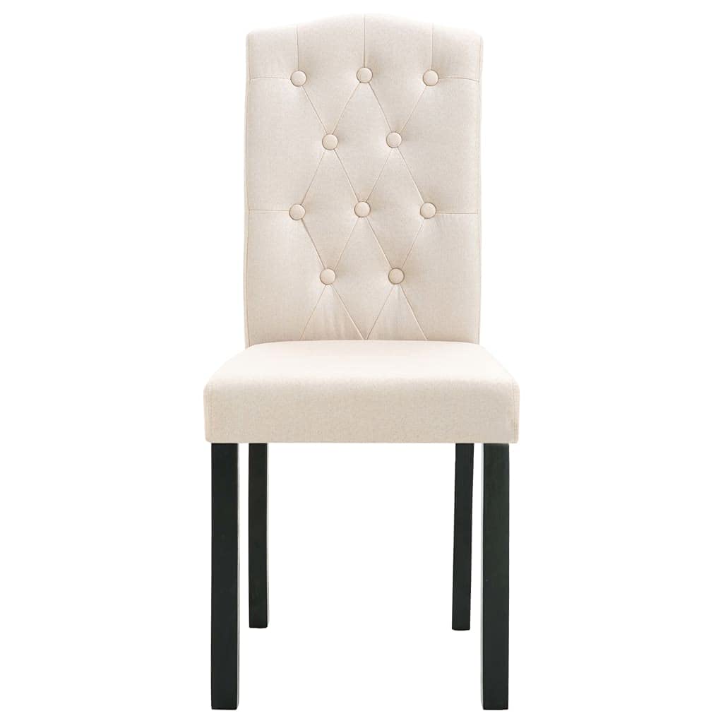 4-Piece Cream Fabric Button Tufted Diner Chairs Set - Upholstered Dining Room Chairs for Kitchen, Lounge & Restaurant - Comfortable Seating for Home Dining & Commercial Spaces