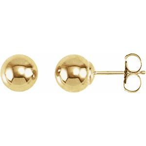 14K Yellow Gold 6mm Ball Earrings for Women - Classic Stud Earrings for Everyday Wear, Parties & Gifts