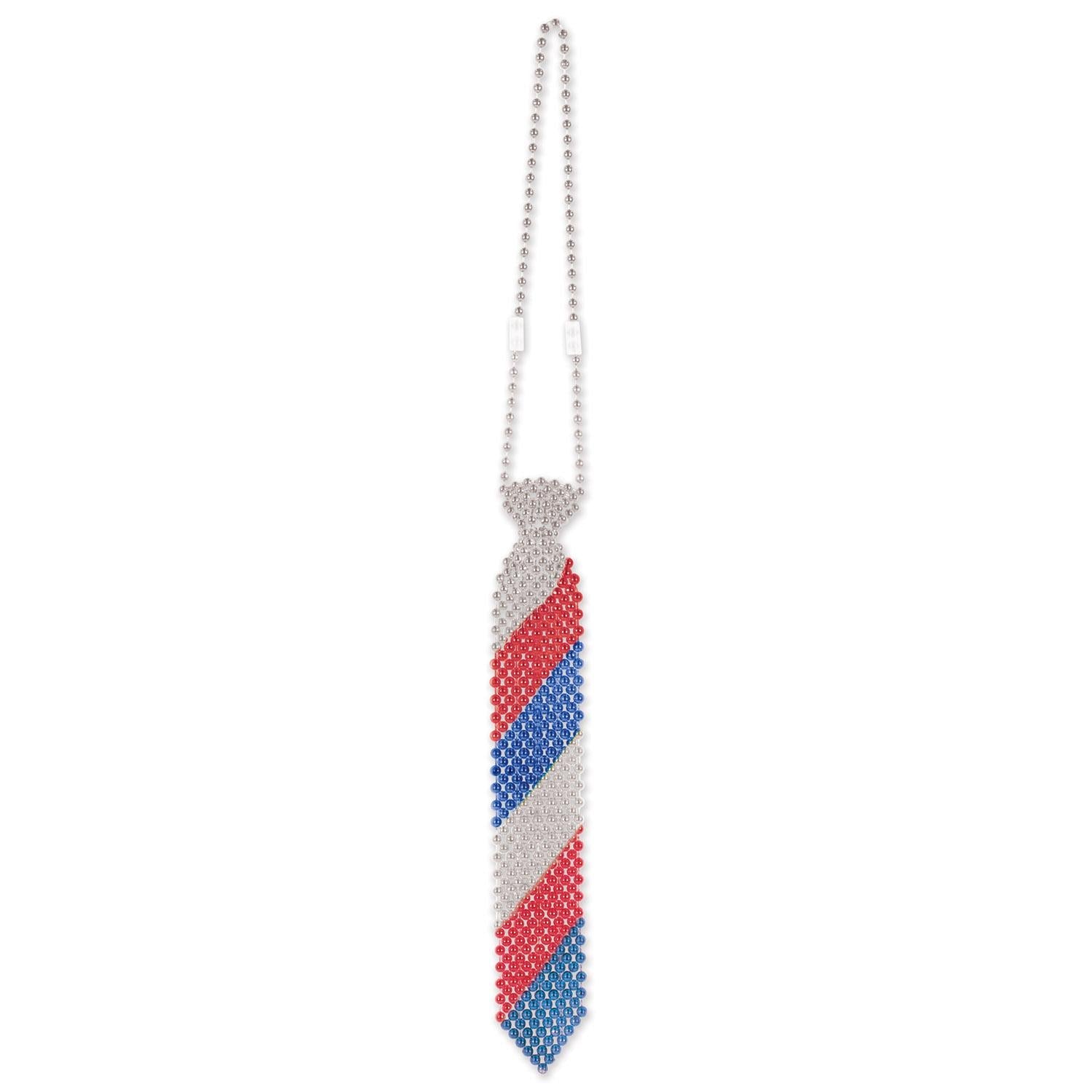 12 Pack Beistle Beaded Patriotic Tie - Red White & Blue 4th of July Party Decorations for Independence Day, Memorial Day, Labor Day & Patriotic Events