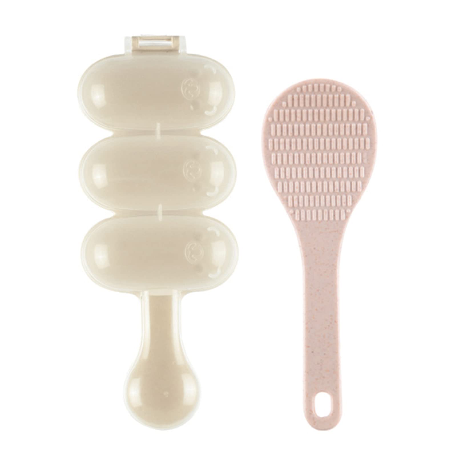 Premium Onigiri Mold & Rice Ball Shaker Kit - Beige DIY Sushi Maker with Mini Rice Paddle (18.5x7cm) - Perfect for Bento Boxes, Japanese Lunch Prep & Home Cooking