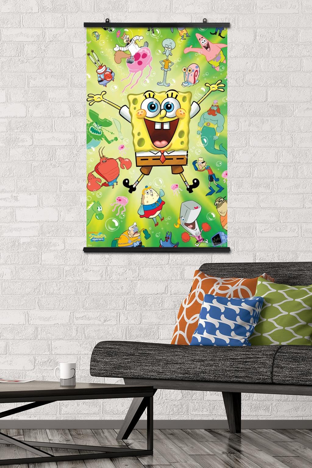 Trends International Nickelodeon SpongeBob SquarePants Burst Wall Poster - 22.375 x 34 Inches Premium Poster & Clip Bundle - Perfect for Kids' Bedroom, Game Room & Classroom Decor