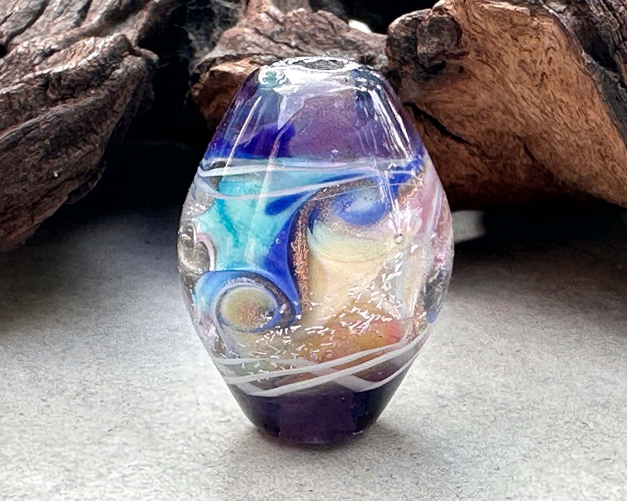 Handmade Sunset Swirls Lampwork Glass Focal Bead for Jewelry Making - Perfect for Necklaces, Bracelets, and DIY Craft Projects