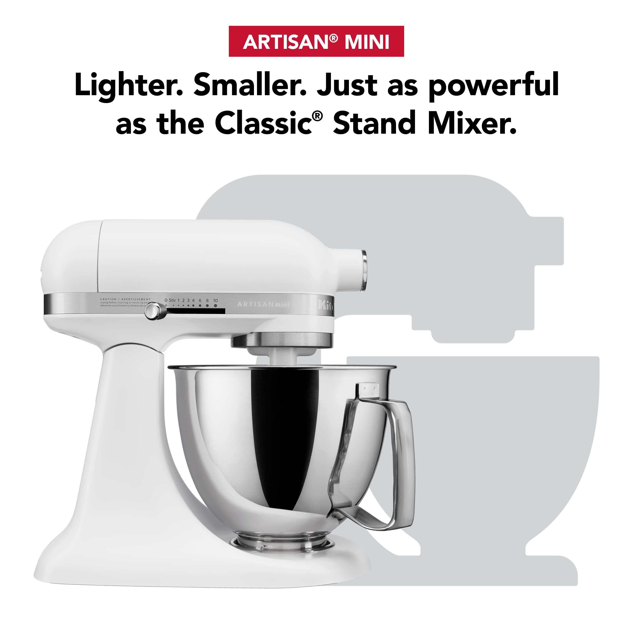 KitchenAid Artisan Mini Plus 3.5-Qt Tilt-Head Stand Mixer with Flex Edge Beater - Matte White | Perfect for Baking Cakes, Cookies & Dough | Compact Kitchen Mixer for Small Spaces