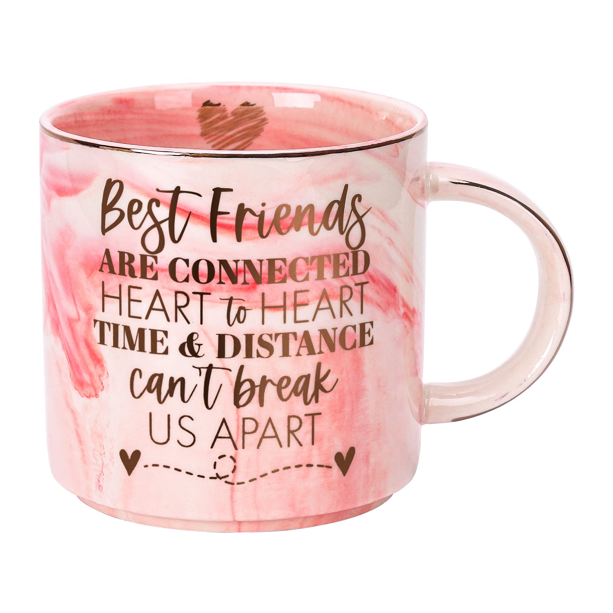 Best Friend Birthday Gifts for Women - Long Distance Friendship Gifts for BFF, Besties - Cute Pink Marble Mug, 11.5oz Coffee Cup - Perfect for Christmas, Anniversaries, and Daily Coffee Moments