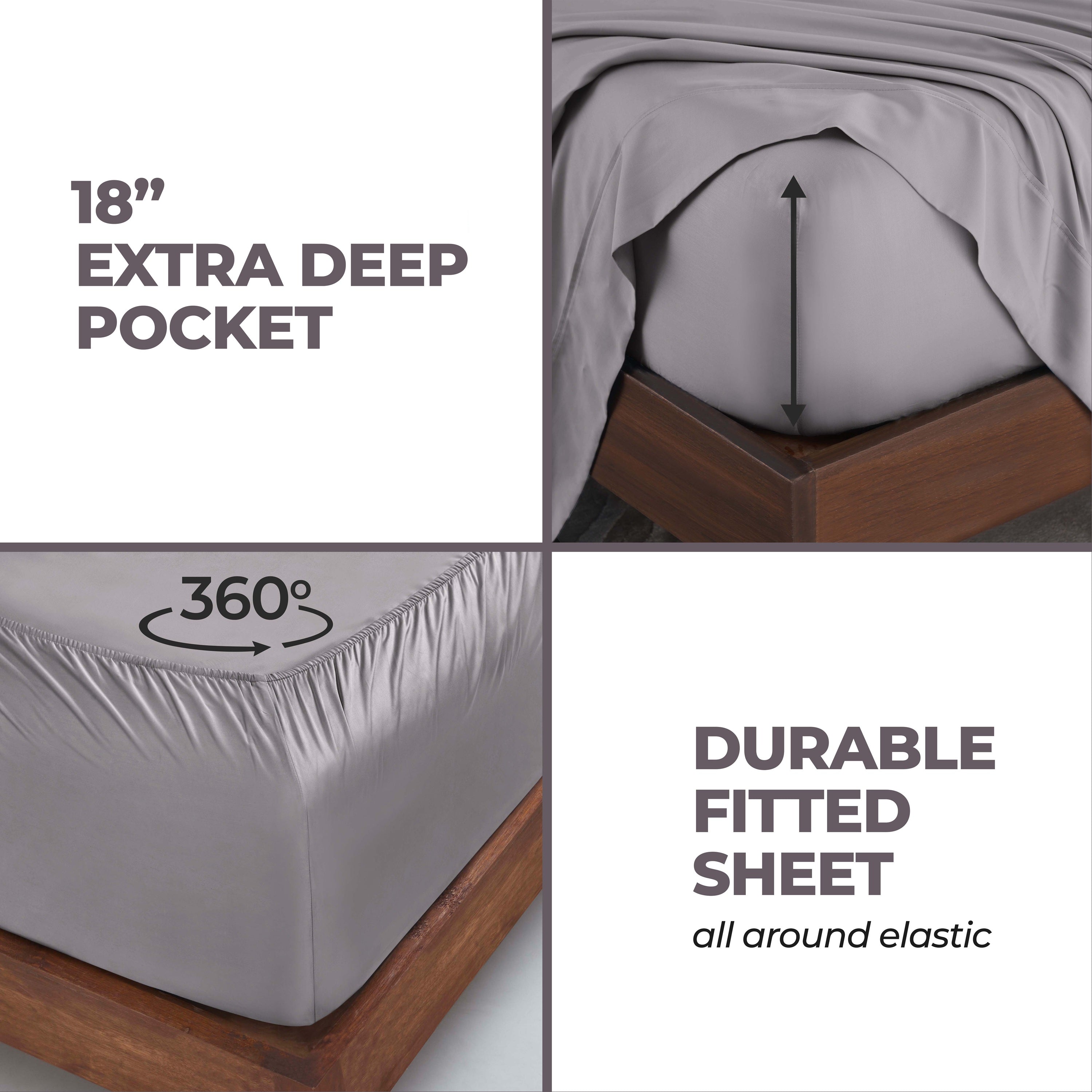 Premium 300 Thread Count Modal Bed Sheet Set from Beechwood - Extra Deep Pocket Fitted Sheets for Queen/King Size Beds - Ultra Soft & Breathable for All-Season Comfort